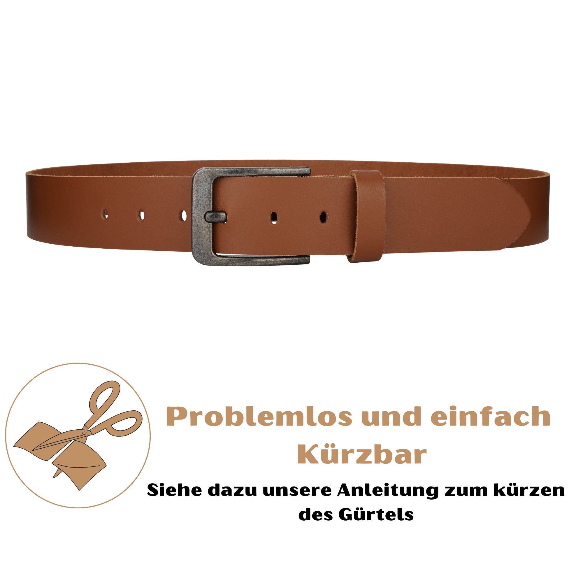 Manza Ledergürtel Gürtel Ledergürtel 4cm breit Echt Leder Jeansgürtel Unisex Kürzbar – Bild 4 von 5
