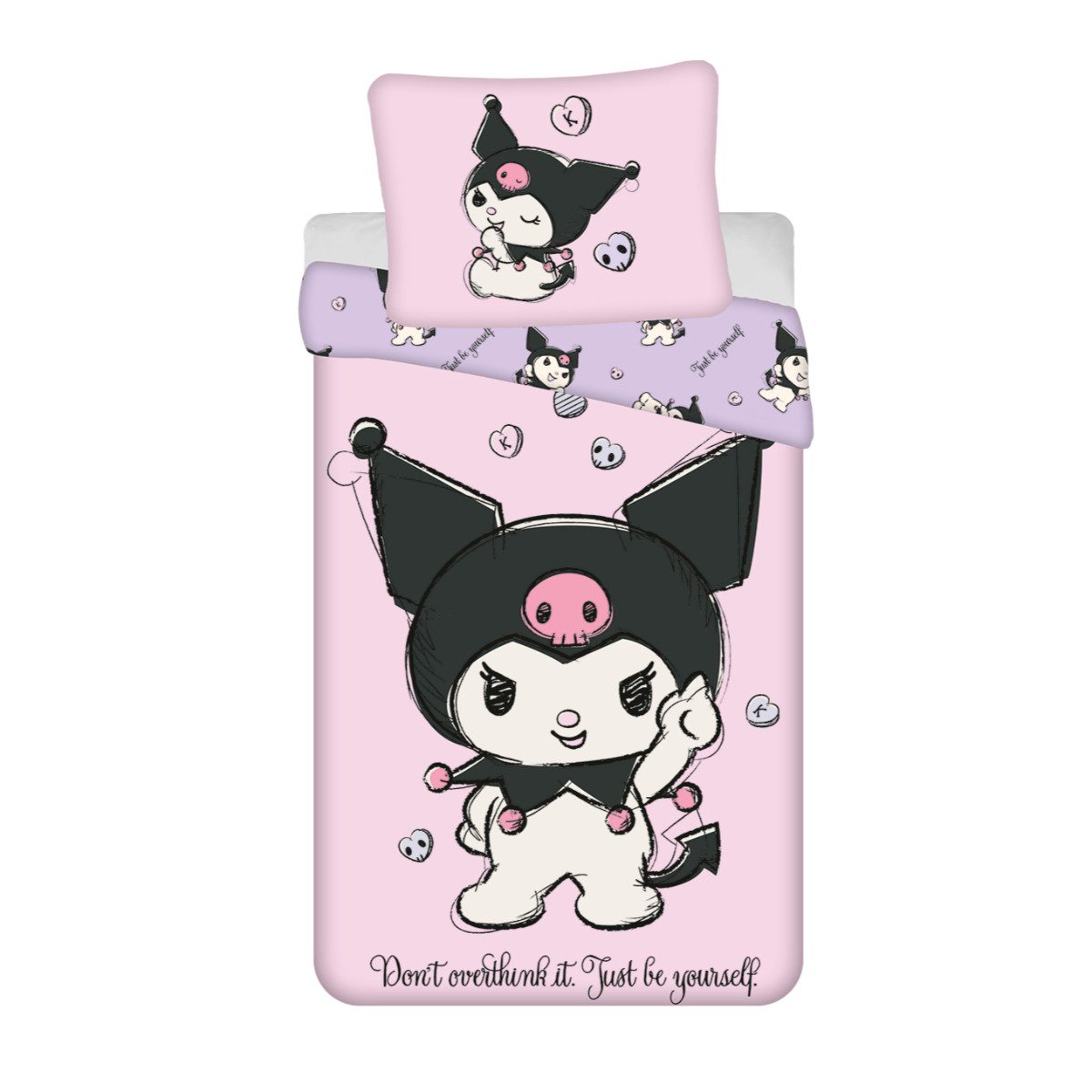 Hello Kitty Bettwäsche Set aus Baumwolle Bettdeckenbezug 140 × 200 cm + 70 × 90 cm, 2 teilig