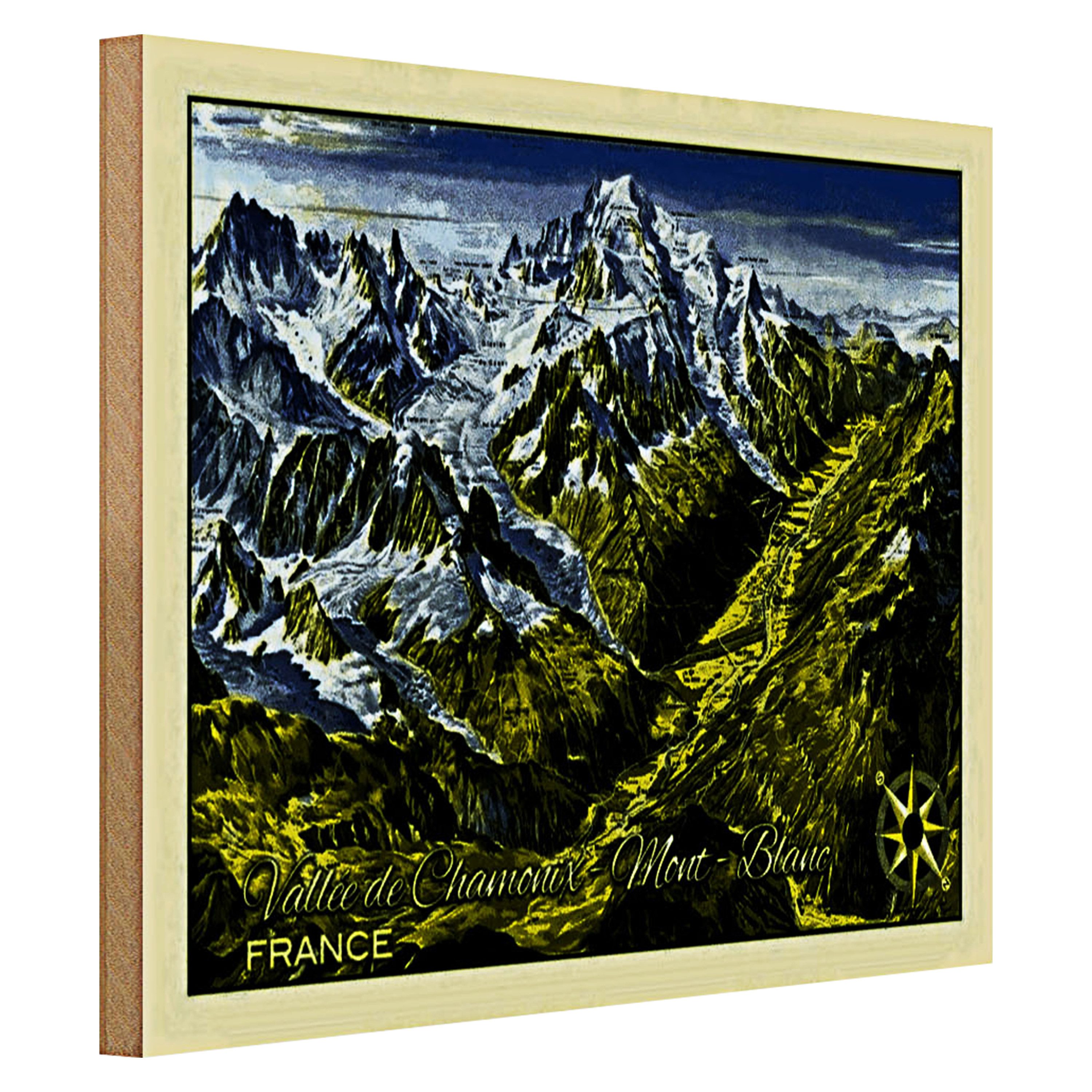 Roomando Holzbild France 40x30cm Vallee de Chamonix Mont Blanc