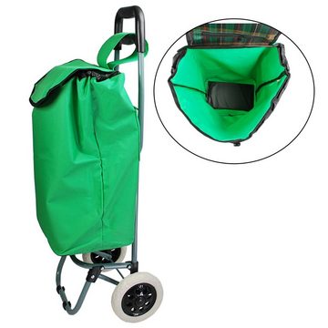 HELO24 Einkaufstrolley Trolley Einkaufswagen Handwagen Koffer Handgepäck grün klappbar