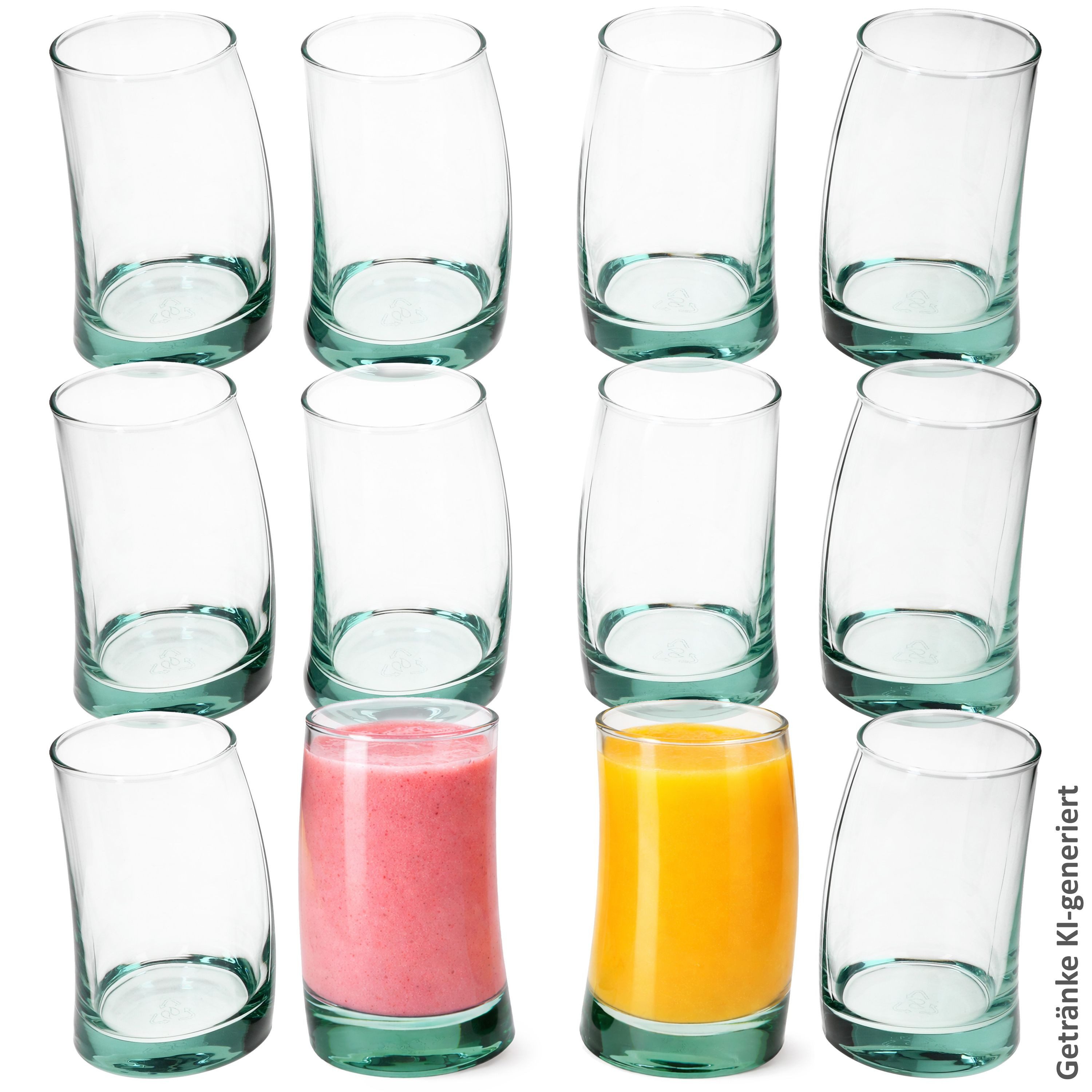 MamboCat Glas MamboCat Sail 12er Set Trinkgläser 210ml Recycling-Glas Wasserglas, Glas