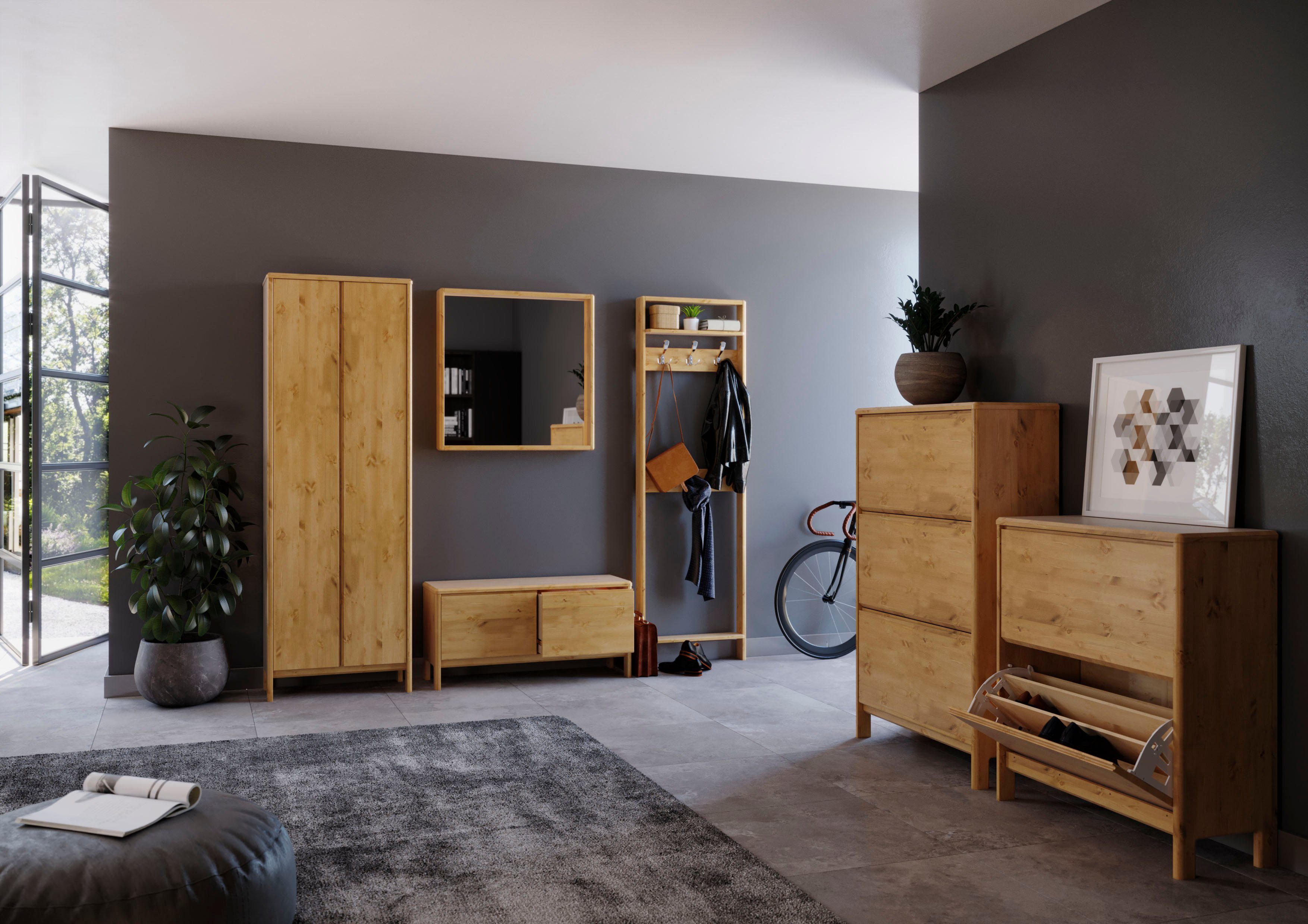 Home affaire Schuhschrank Luven FSC® zertifiziertes Massivholz, mit 2 Klapp günstig online kaufen