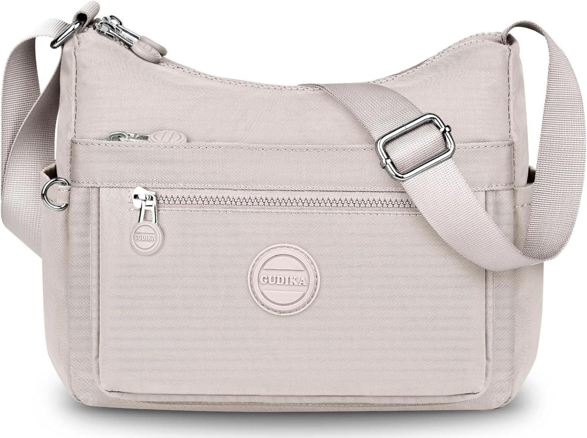 Umhängetasche Umhängetasche Damen Mittelgroß Wasserdicht Nylon Crossbody Bag Beige