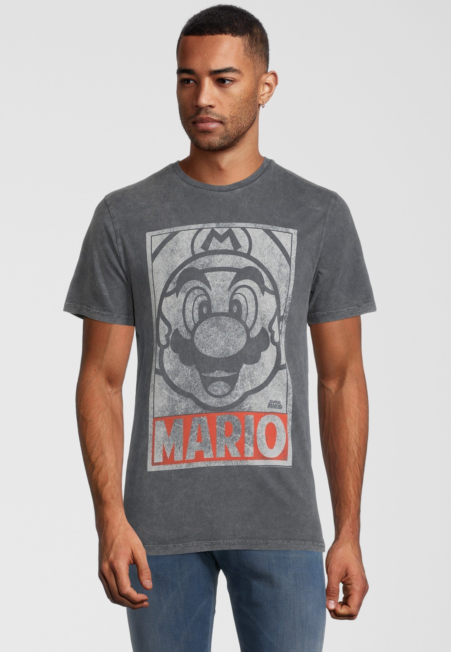 Recovered T-Shirt Super Mario Vintage Tonal Face GOTS zertifizierte Bio-Baumwolle