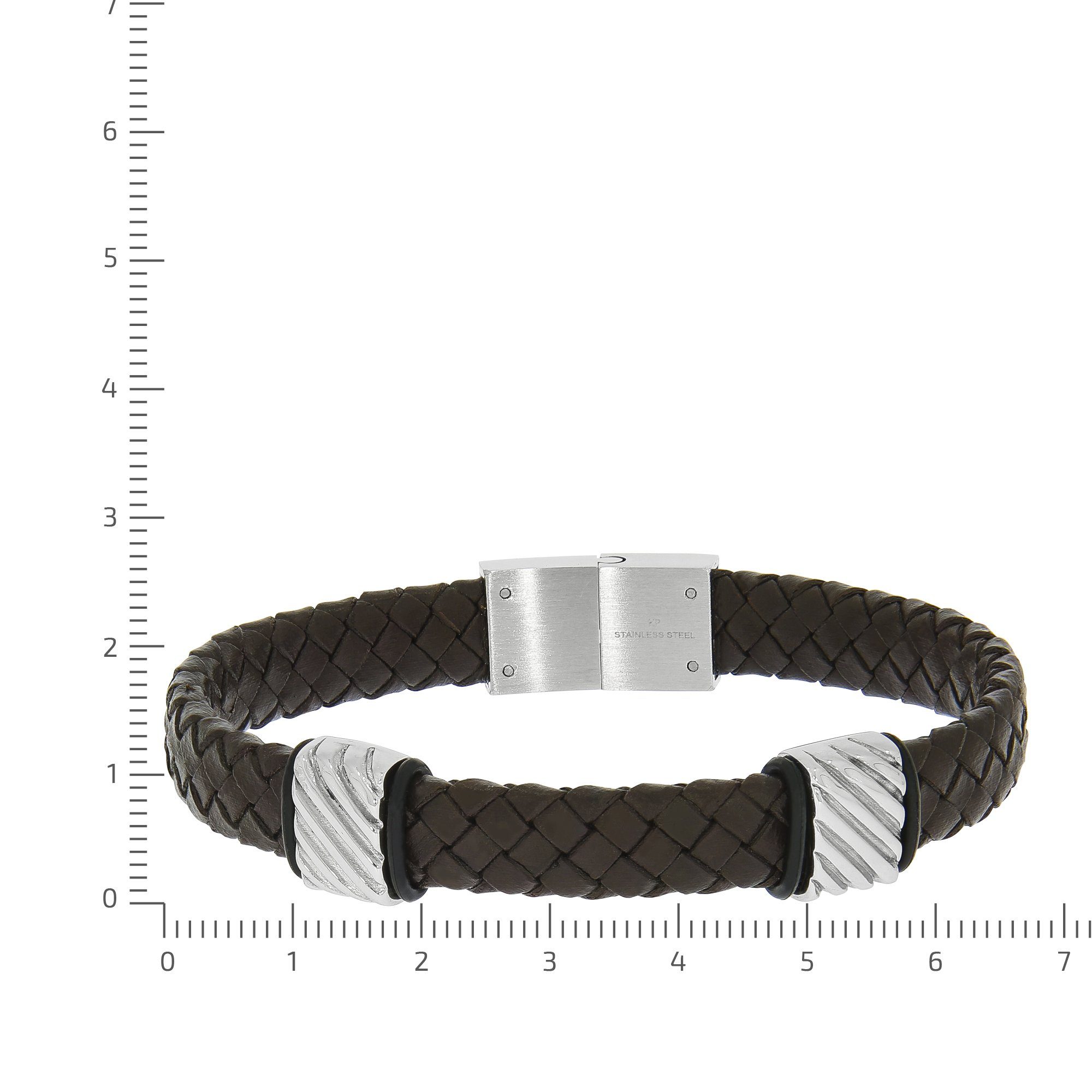 Zeeme Armband Edelstahlverschluss mit braun Lederband