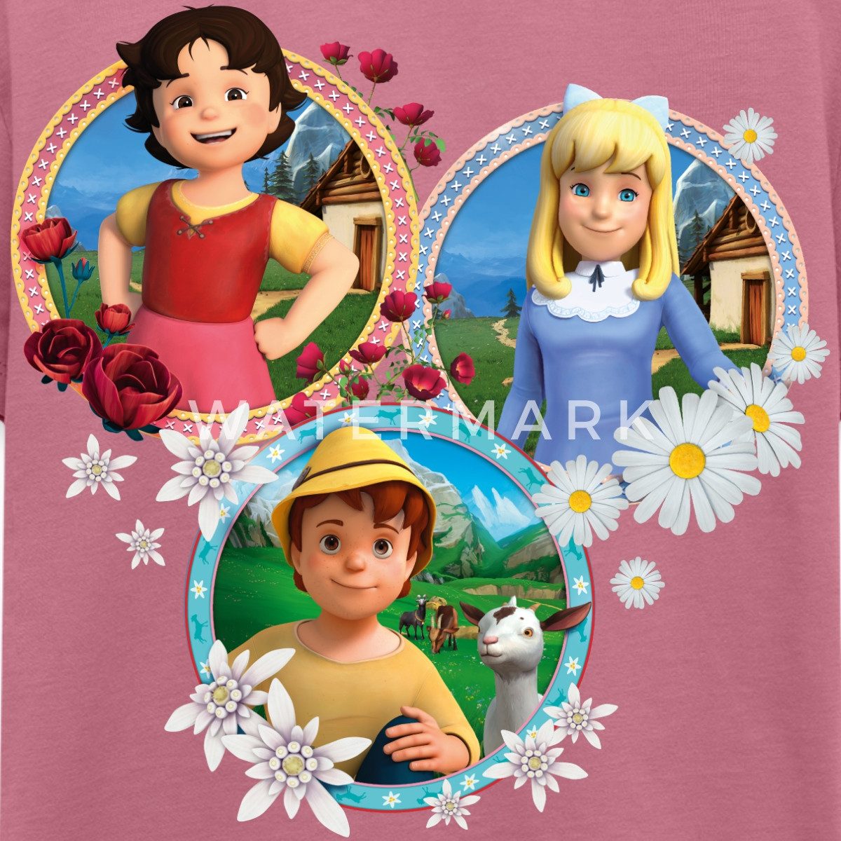 Spreadshirt T-Shirt Heidi Kacheln Zusammen Mit Peter Und Clara Freunde Kinder Premium T-Sh (1-tlg)