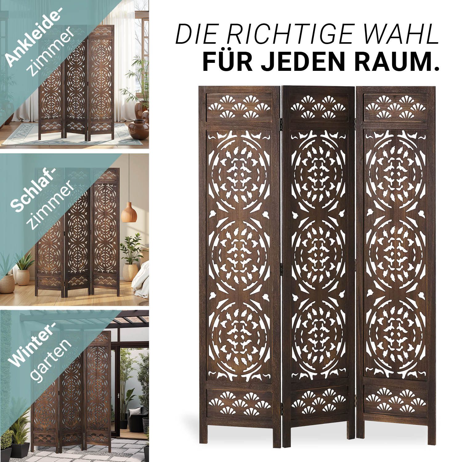 Homestyle4u Paravent Raumteiler Holz Trennwand Braun günstig online kaufen
