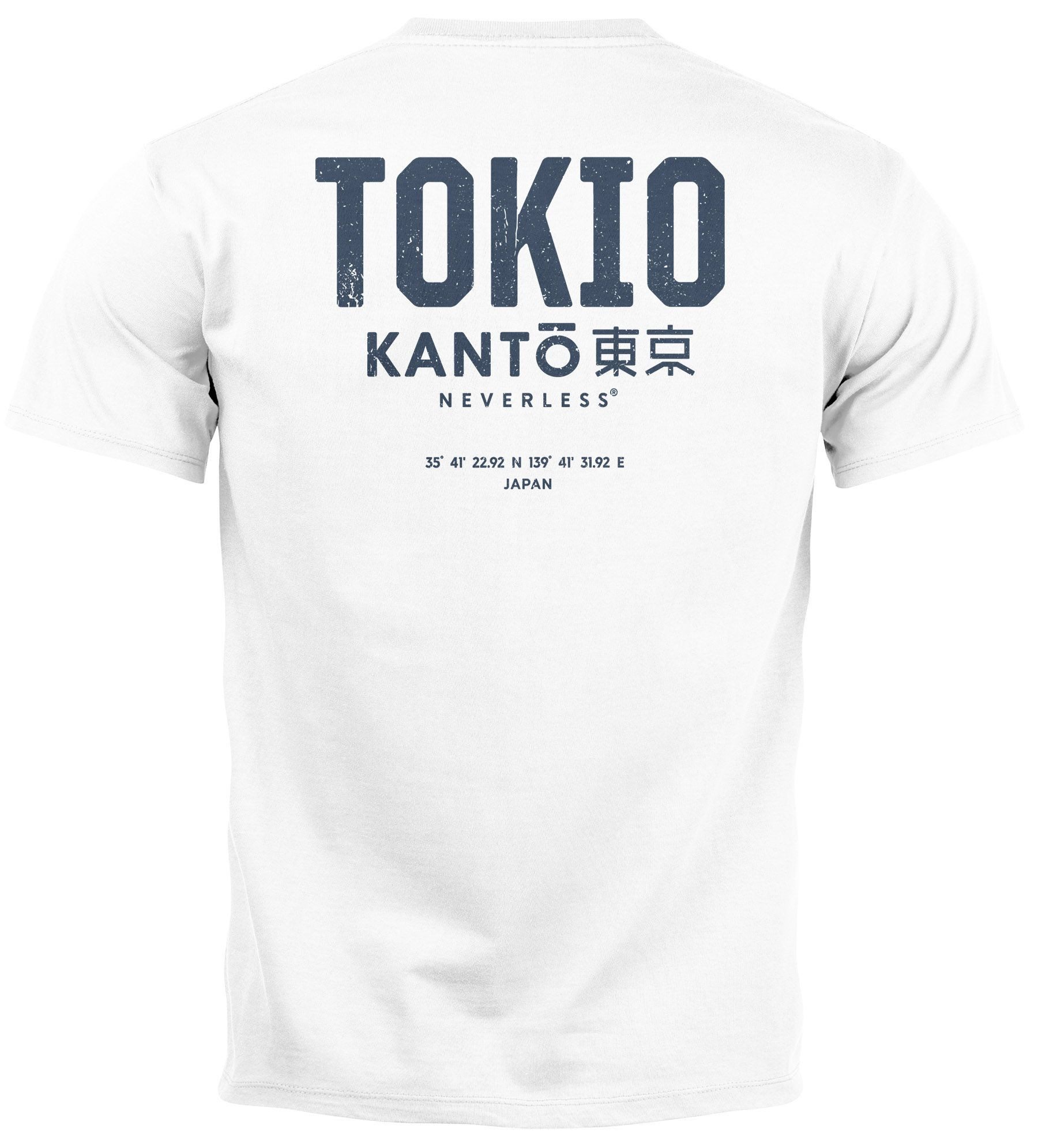 Neverless Print-Shirt Herren T-Shirt Backprint Tokyo günstig online kaufen