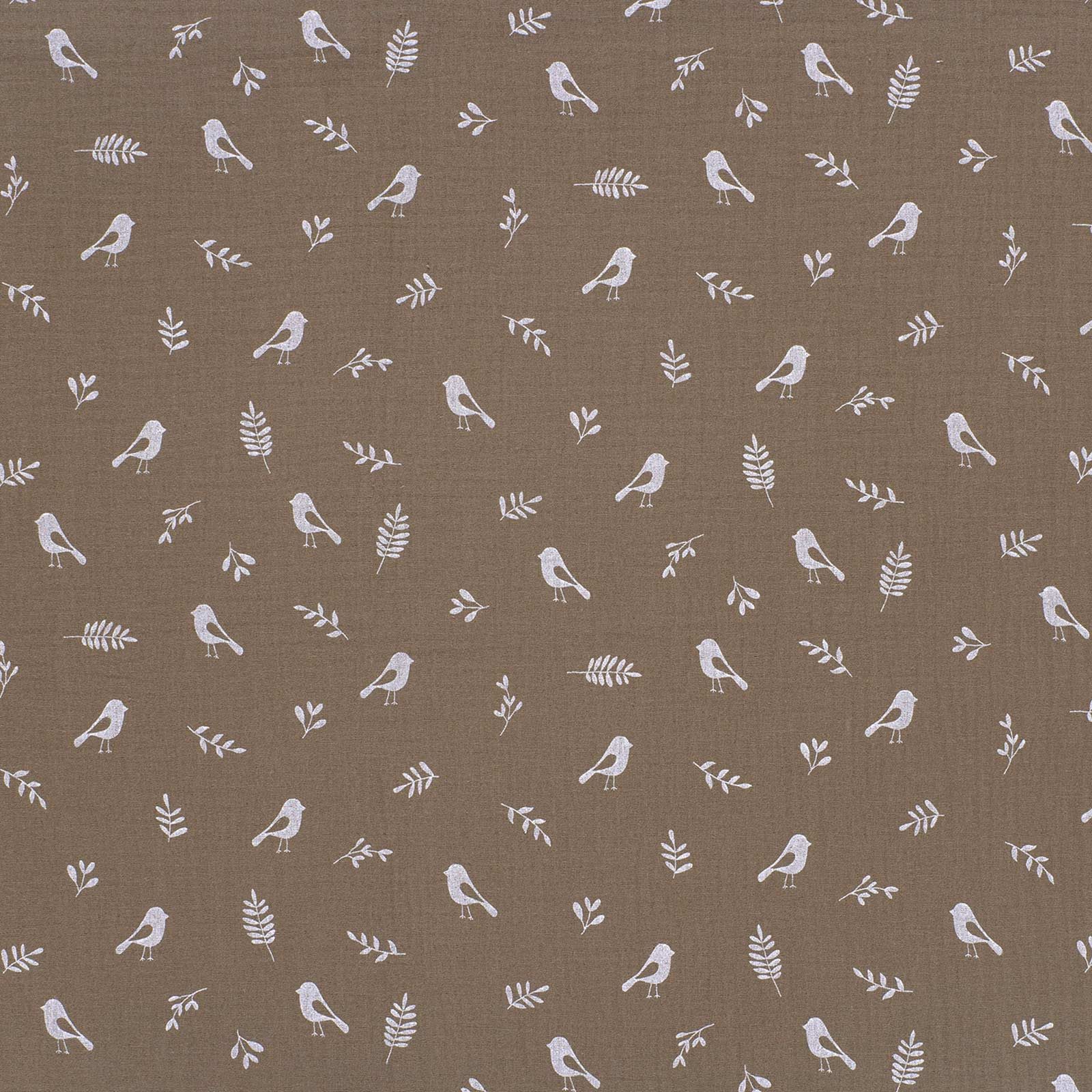 maDDma Stoff Musselin-Stoff bedruckte Vögel ab 50x130cm uni Mulltuch, 254 - cappuccino