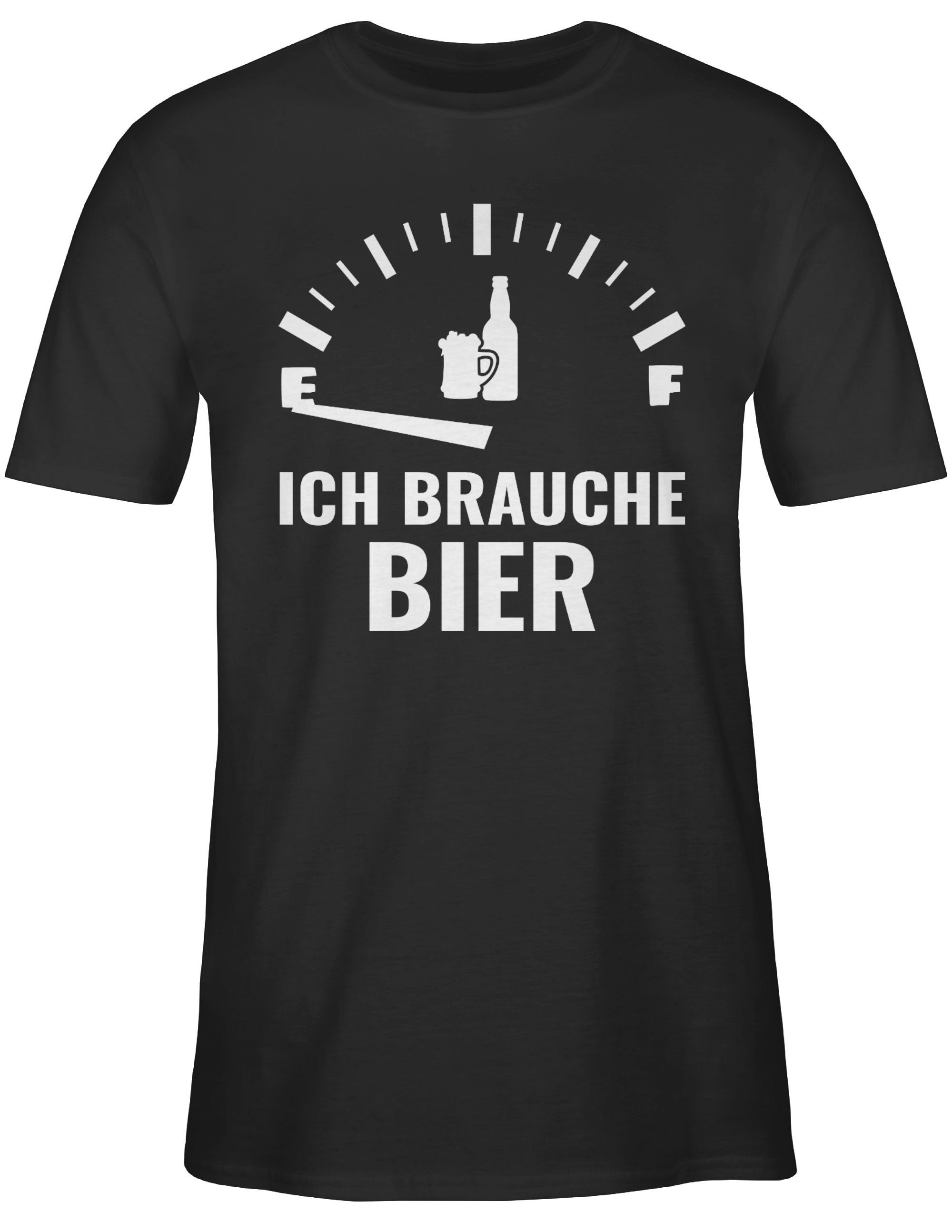 1 T-Shirt Shirtracer Sprüche brauche Spruch Ich Statement - Schwarz Bier weiß mit