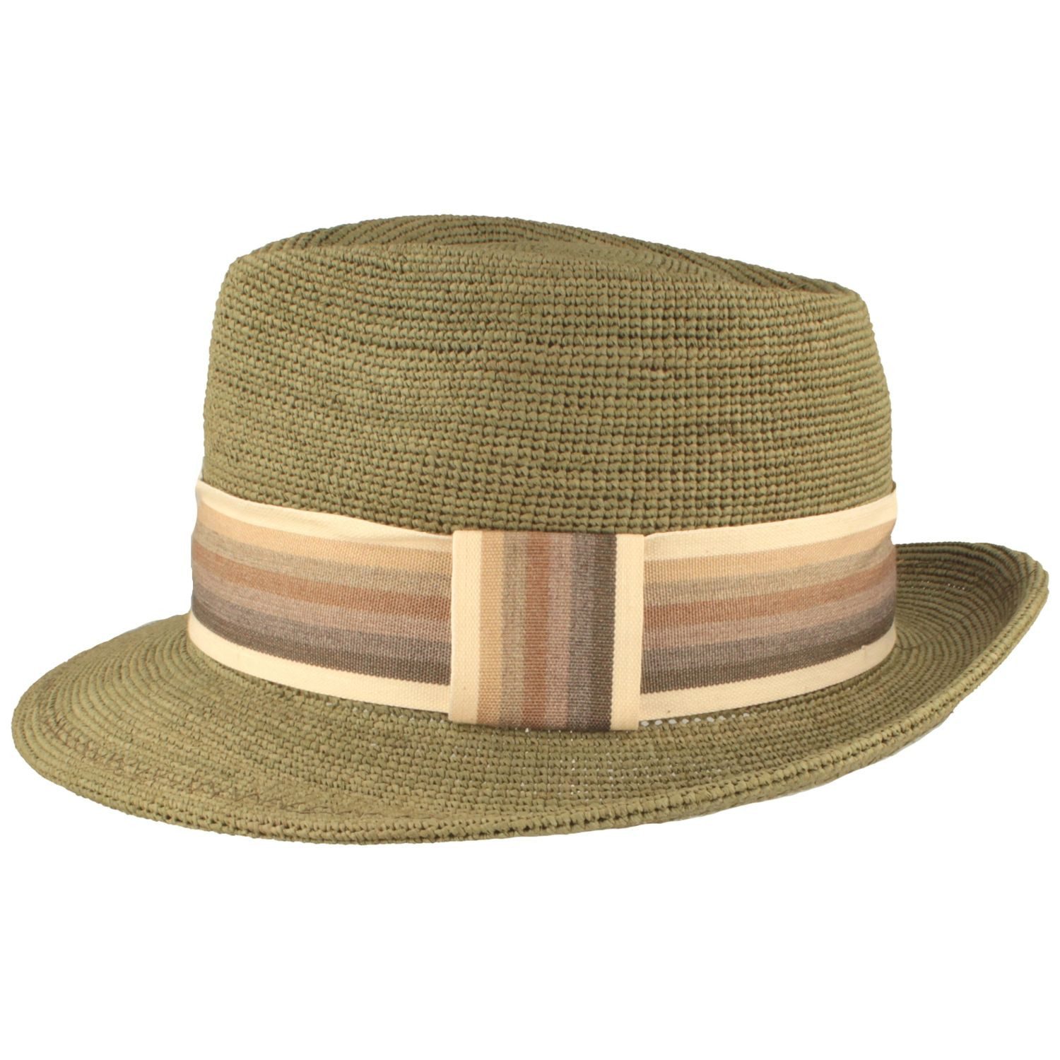 Fiebig Strohhut Modischer Trilby aus feinem Raffia Stroh mit breitem Ripsband