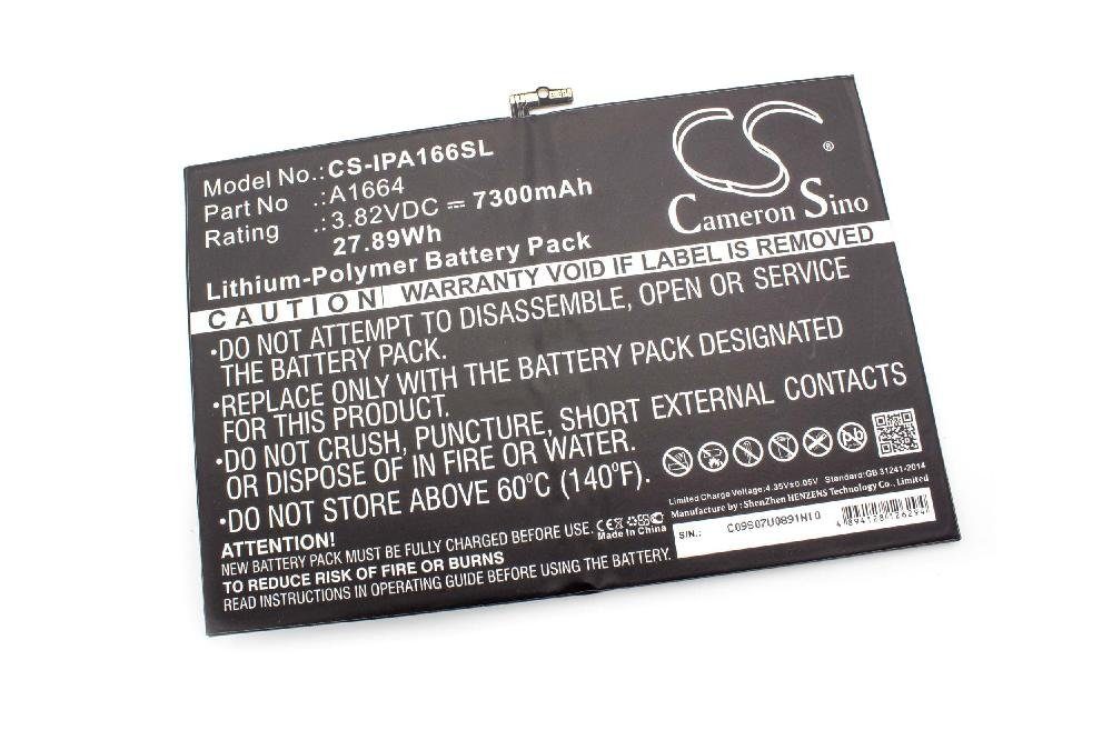 vhbw Ersatz für Apple A1664 für Tablet-Akku Li-Polymer 7300 mAh (3,82 V)