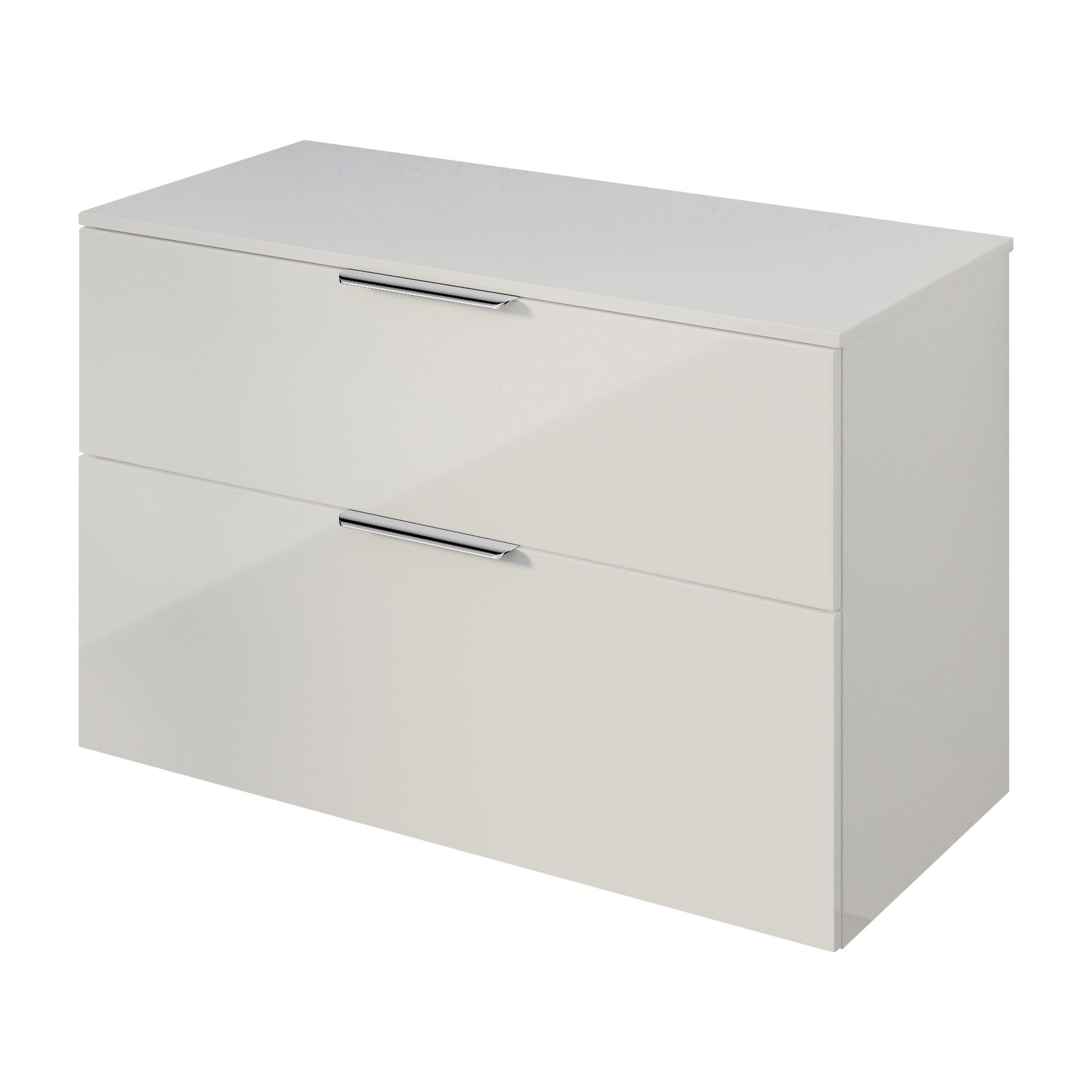 Bernstein Badmöbel-Set TIM, (Waschtischunterschrank mit Waschtischplatte und Griffe, Unterschrank 100 cm - hängend - vormontiert - 2 Schubladen), für Aufsatzwaschbecken - Farbe Unterschrank & Waschtisch frei wählbar