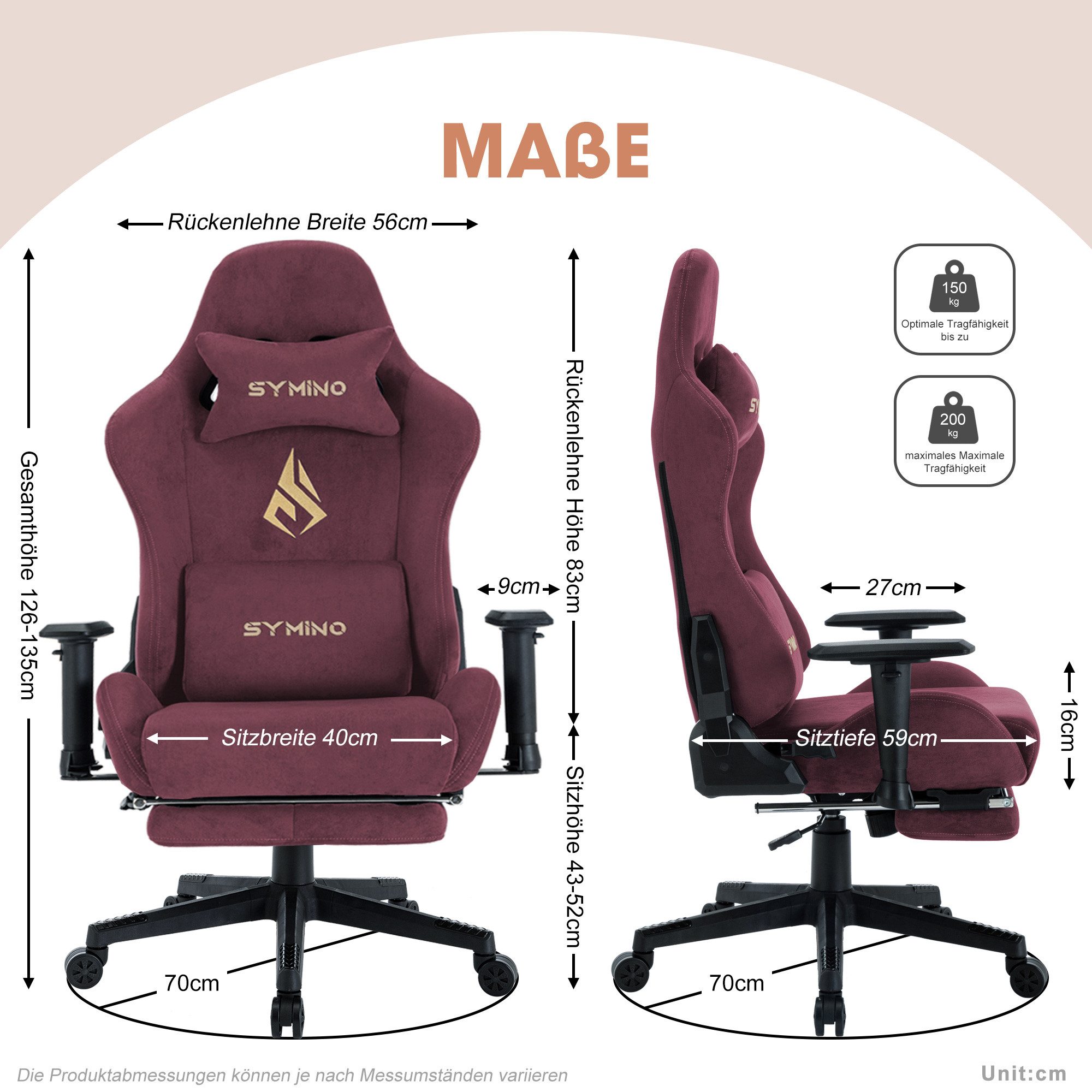 symino Gaming-Stuhl Premium Alcantara Stoff, ergonomischer, günstig online kaufen