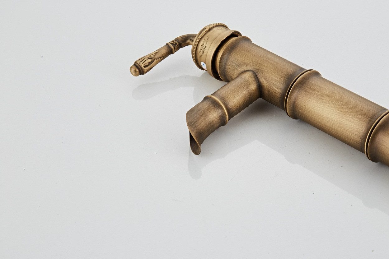 Kinaree Badarmatur Retro Wasserhahn BAMBUS II Messing, Wasserhahn Badezimmer