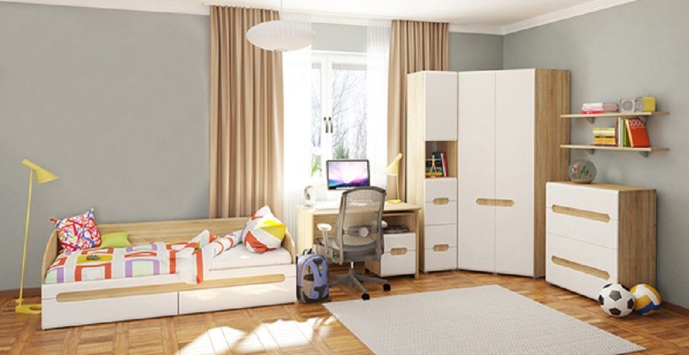 Feldmann-Wohnen Jugendzimmer-Set »LEONARDO«, (Set, 8-tlg., 1 Eckkleiderschrank + 1 Standregal ...