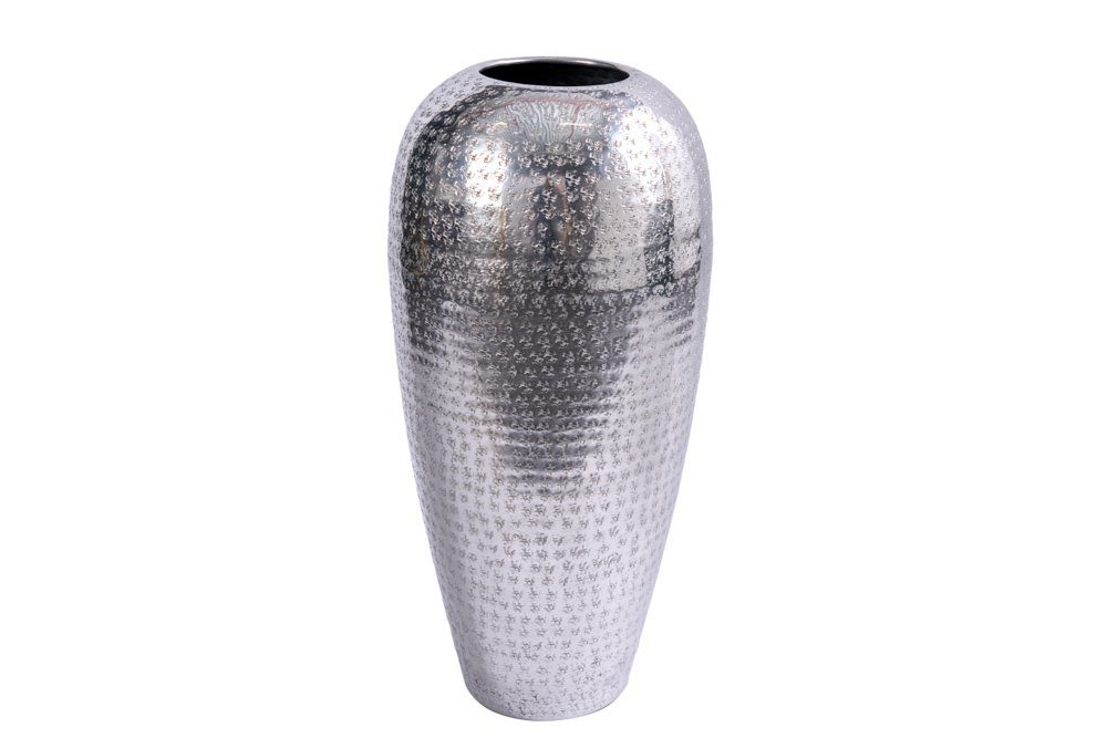 Hammerschlag Metall (1 riess-ambiente ORIENTAL · · silber Blumen Deko St), 50cm Bodenvase · Design