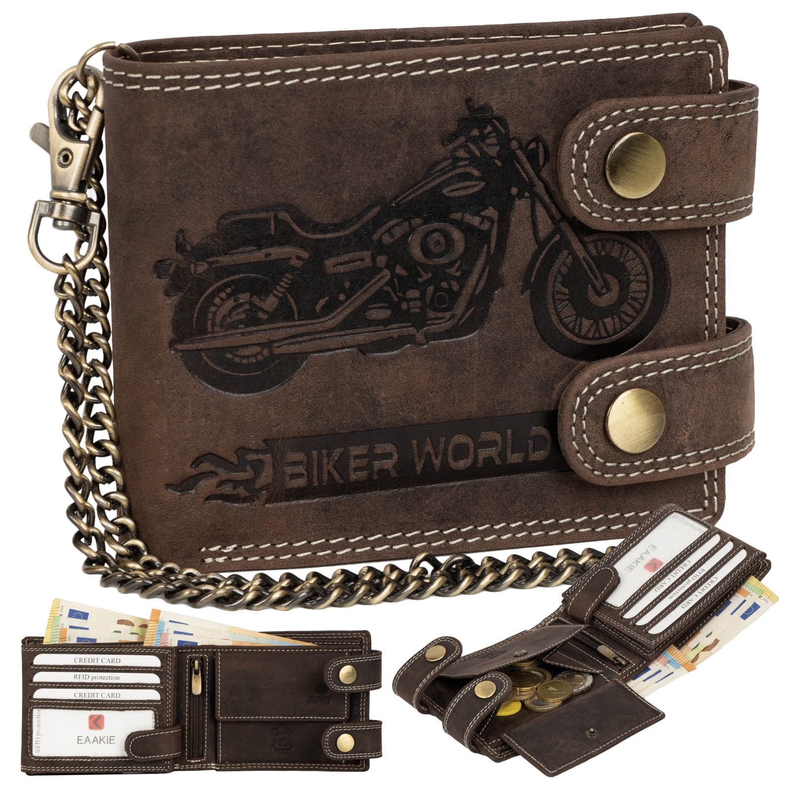 EAAKIE Geldbörse Leder Geldbörse Herren RFID Portemonnaie Echtleder Geldbör günstig online kaufen