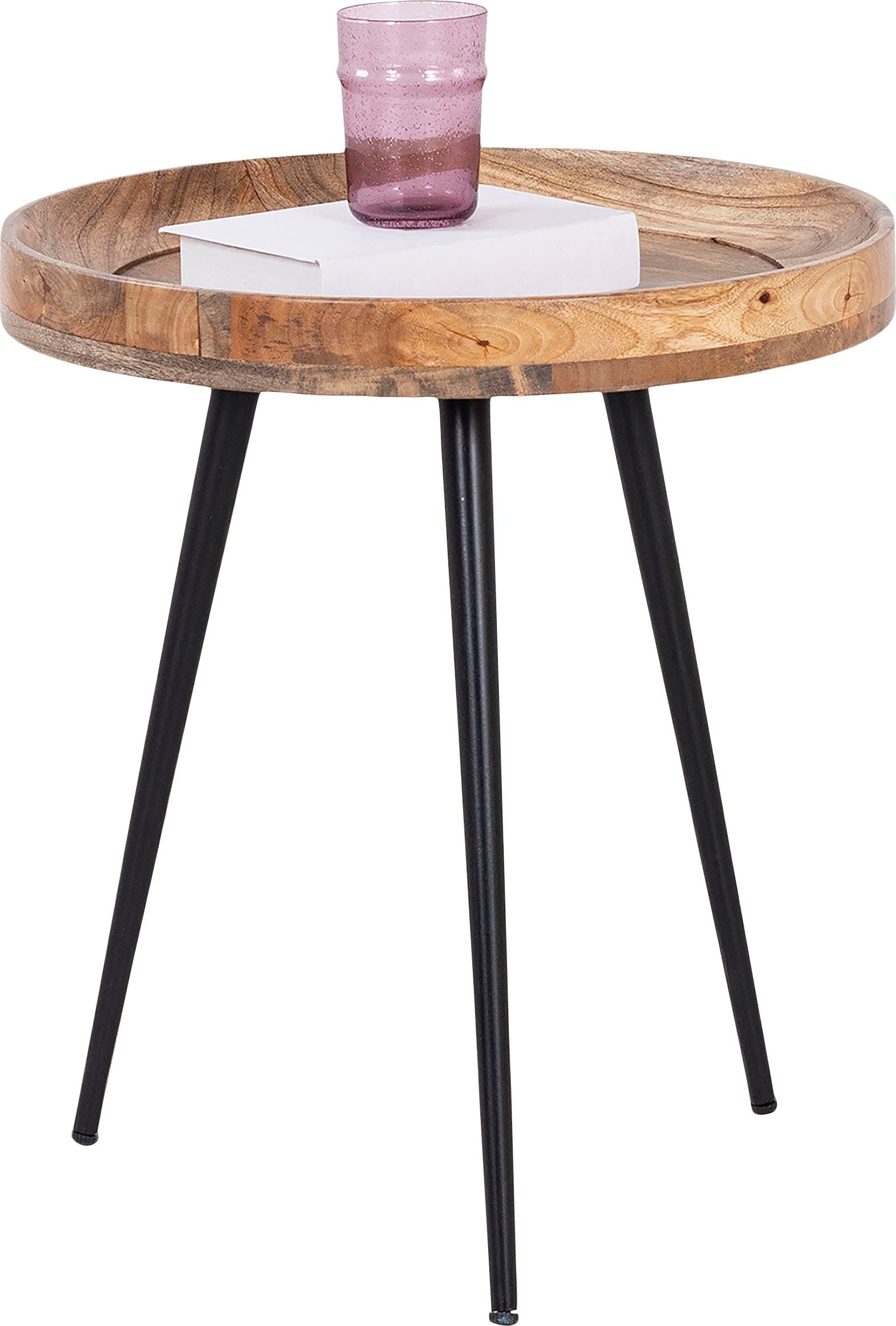 byLIVING Beistelltisch Ava, Massive runde Tischplatte, Durchmesser 38 oder günstig online kaufen