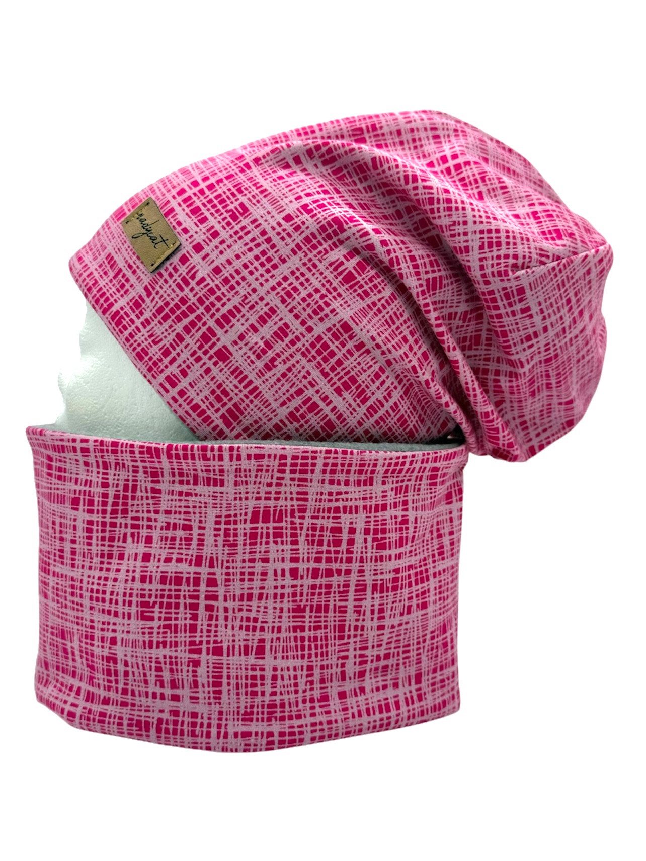 nadycat Beanie STRIPES pink (2-St., Beanie mit passendem Loop) handgefertigt aus der Lausitz