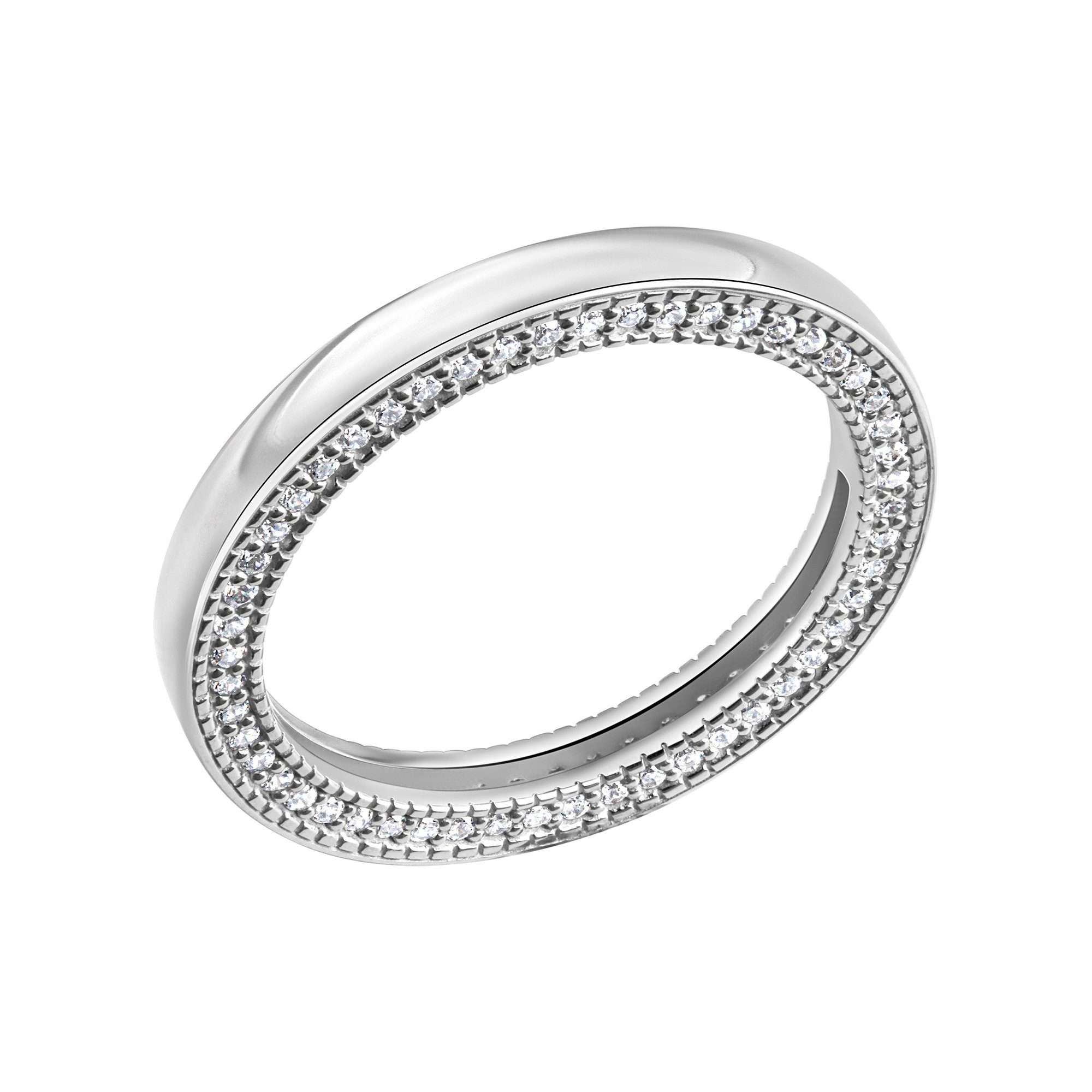 CELESTA Fingerring Silber 925 rhodiniert mit 104 weißen Zirkonia-Steinen