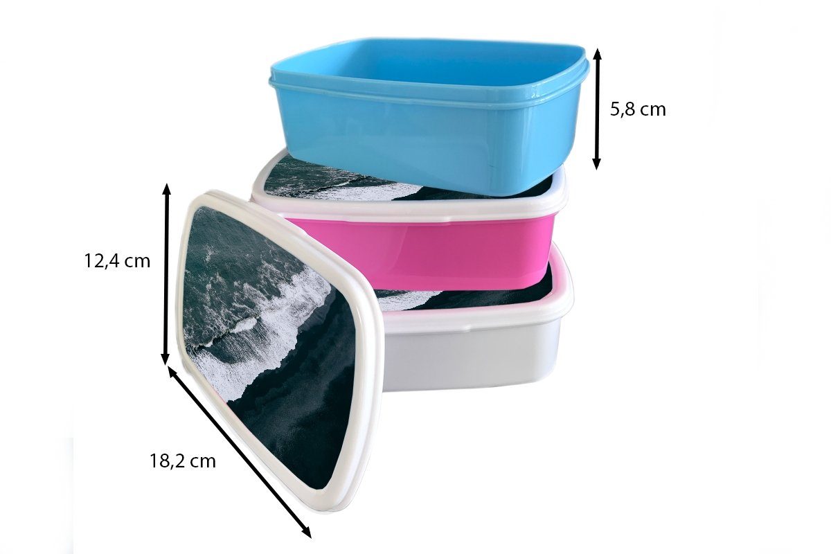 MuchoWow Lunchbox Wasser - Brotdose, (2-tlg), Schwarz, und Kinder für Strand weiß Mädchen - Jungs Erwachsene, Brotbox für und Kunststoff