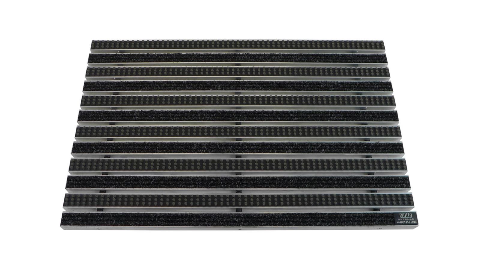 Emco Fußmatte Eingangsmatte DIPLOMAT, Rips Anthrazit + Bürsten Grau, rechteckig, Höhe: 22 mm, Größe: 600x400 mm, für Innen- und überdachten Außenbereich