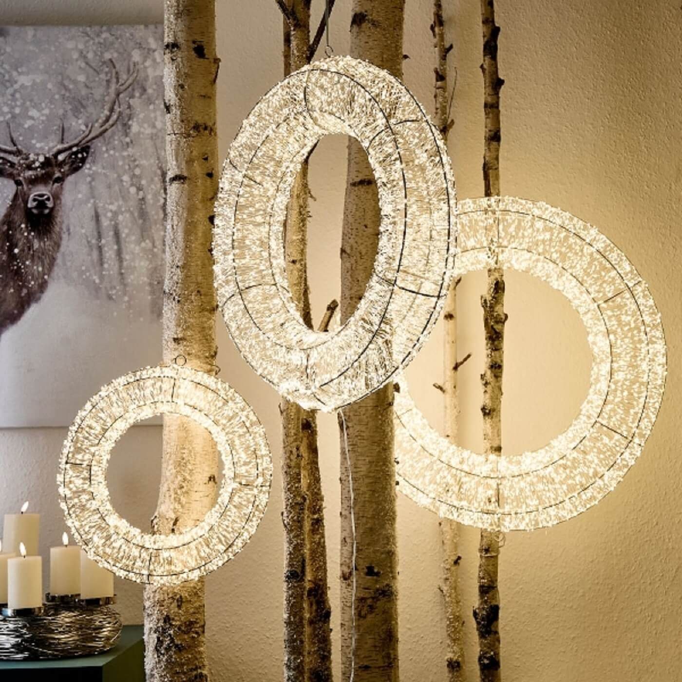 Werner Voß Stehlampe LED Kranz aus Metall Ø 50 cm. Dimmbar mit Timer und Fe günstig online kaufen