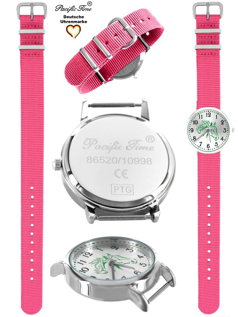 Armbanduhr und Armband Match grün rosa Pferd Gratis Wechselarmband, Quarzuhr Pferd Versand Design grün Mix Pacific Kinder Time -
