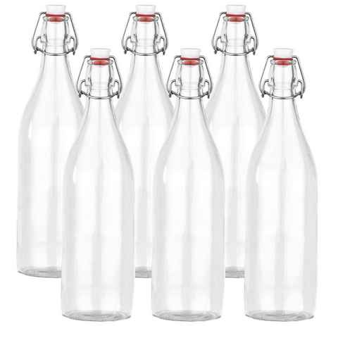 Bormioli Rocco Trinkflasche 6er Set Bügelflaschen/Glasflaschen 1 Liter