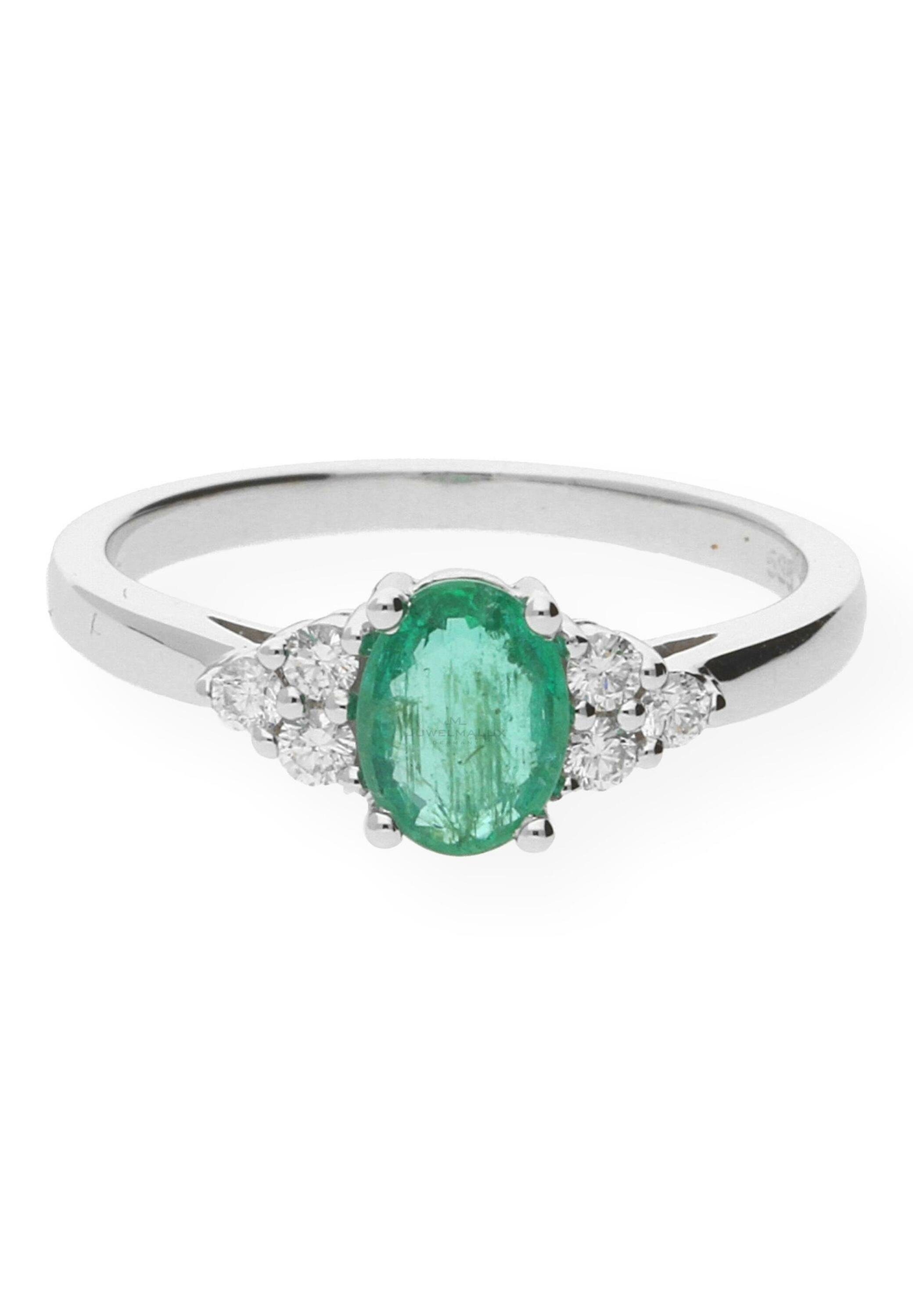Damen Schmuck JuwelmaLux Diamantring Ring Gold Damen mit Diamant(en) und Smaragd(en) (1-tlg), Weißgold 585/000, inkl. Schmucksch
