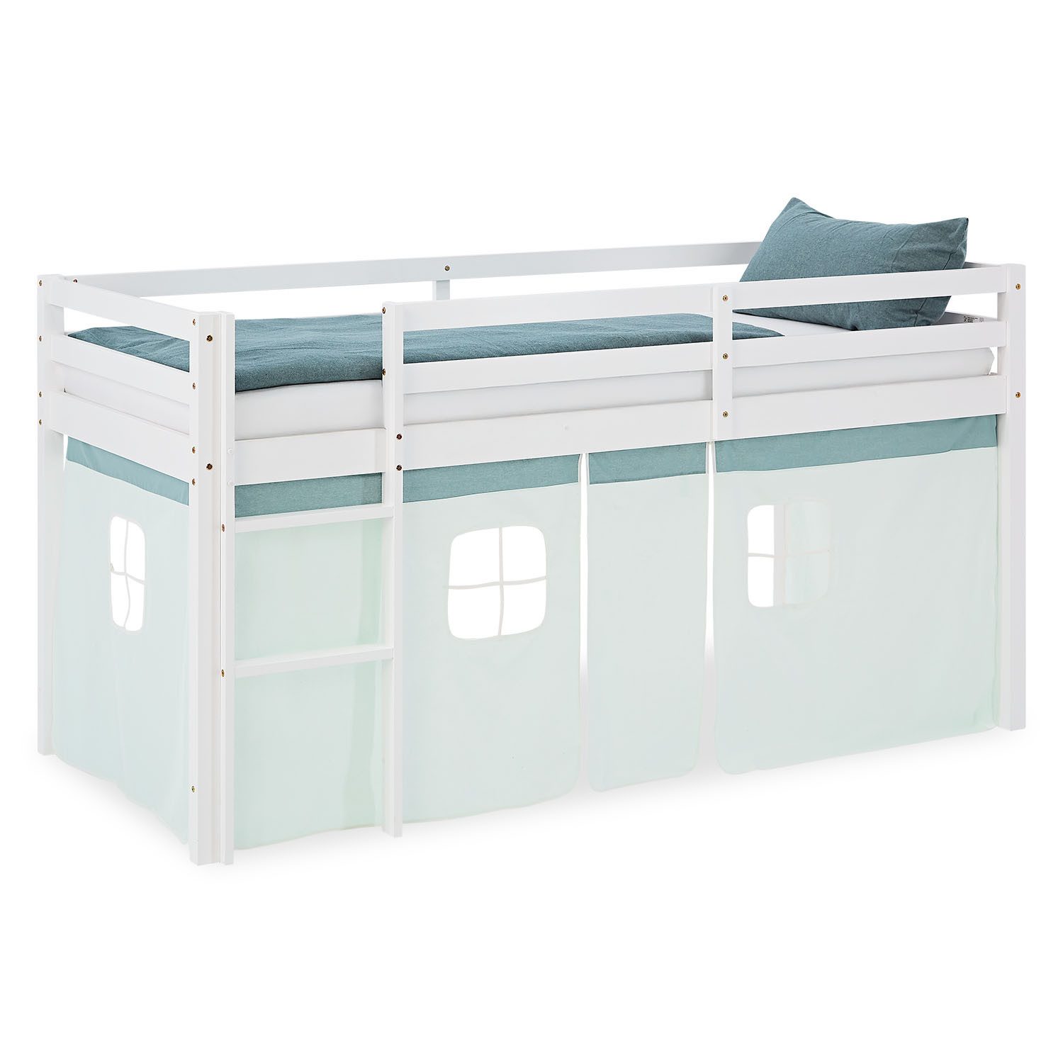 Homestyle4u Hochbett 90x200 Stockbett Vorhang Kinderbett günstig online kaufen