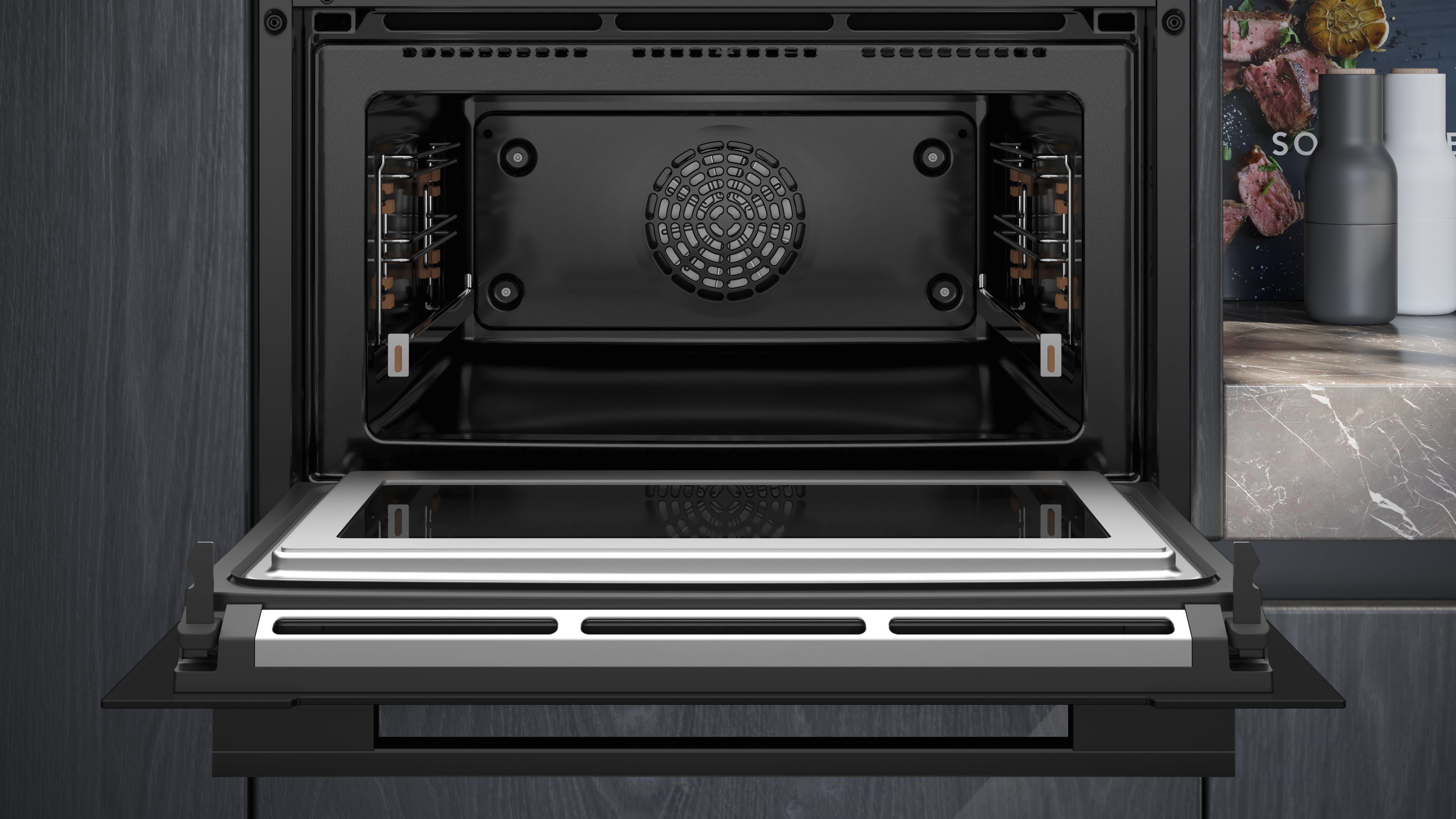 SIEMENS Backofen mit Mikrowelle iQ700 CM776GKB1, mit 1-fach-Teleskopauszug, Perfekte Zubereitung von Gerichten dank cookControl Pro – Bild 3 von 5