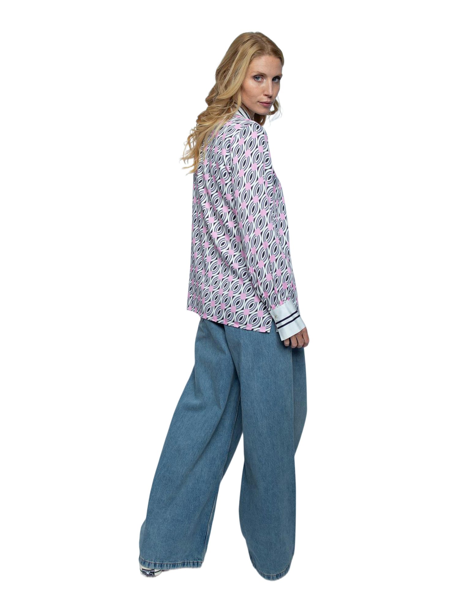 Emily Van Den Bergh Blusenshirt bunt,Freizeit,Viskose,Allover-Print,Kent,Lang,Relaxed Fit