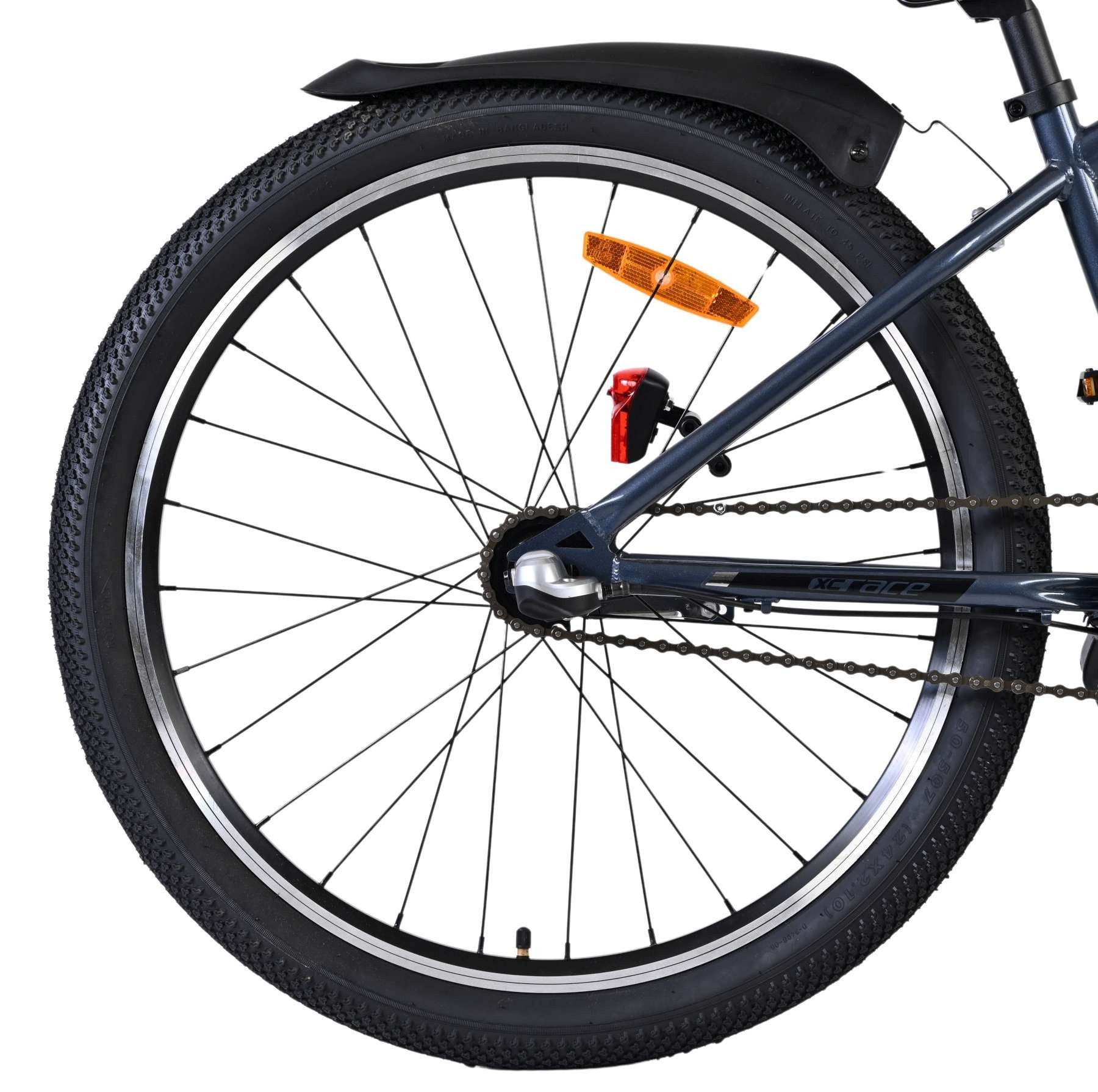 Volare Kinderfahrrad XC Race Jungen 24 Zoll Blau/Grau – Nexus 3-Gang, Bremsen, Handbremse und Rücktrittbremse, extra lange Sattelstütze