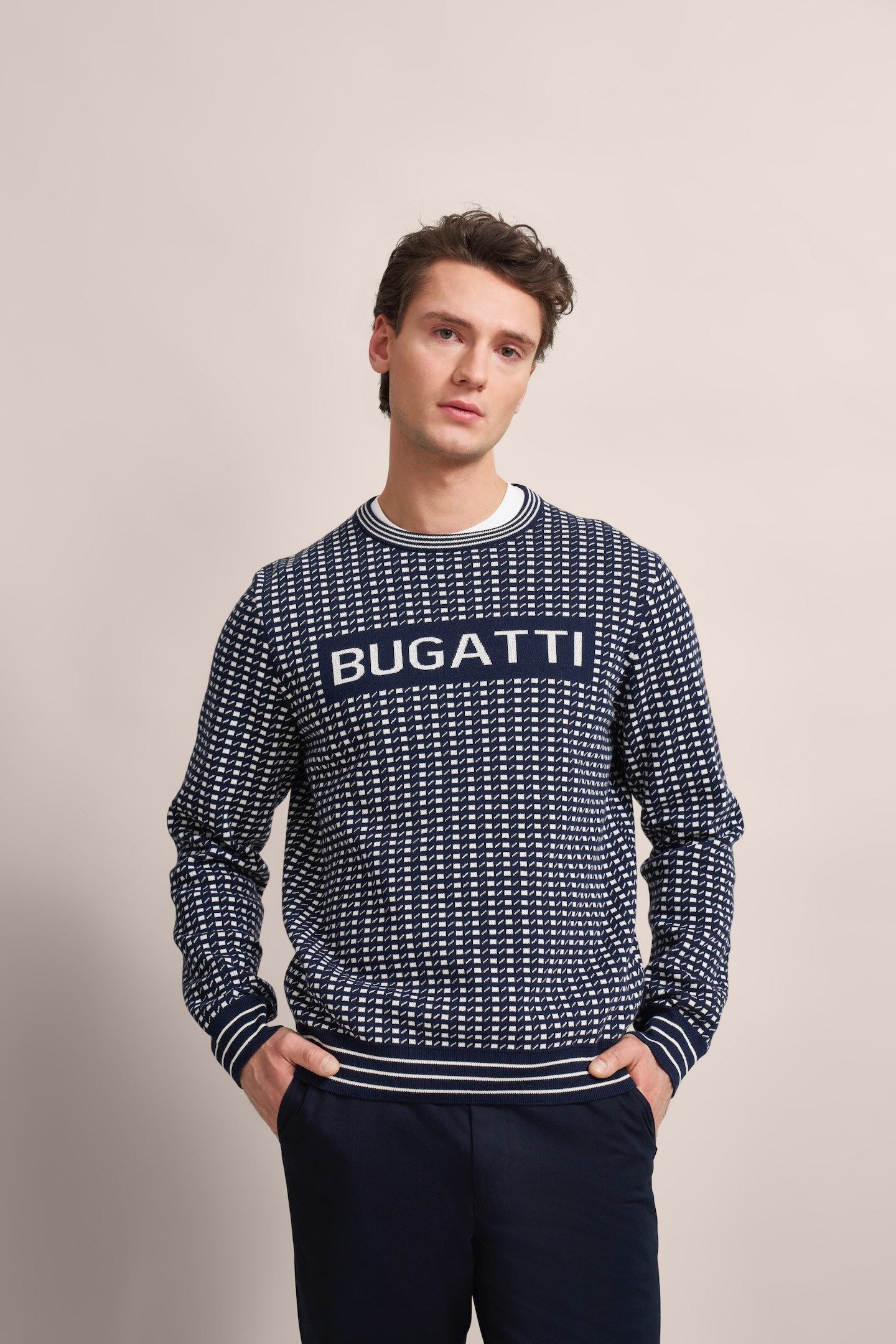 bugatti Strickpullover mit präsentem Logo-Print
