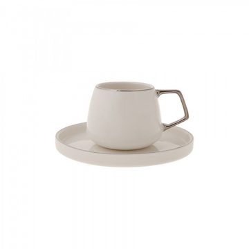Karaca Kaffeeservice Saturn Platin Set mit 6 Kaffeetassen 90 ml, Porzellan