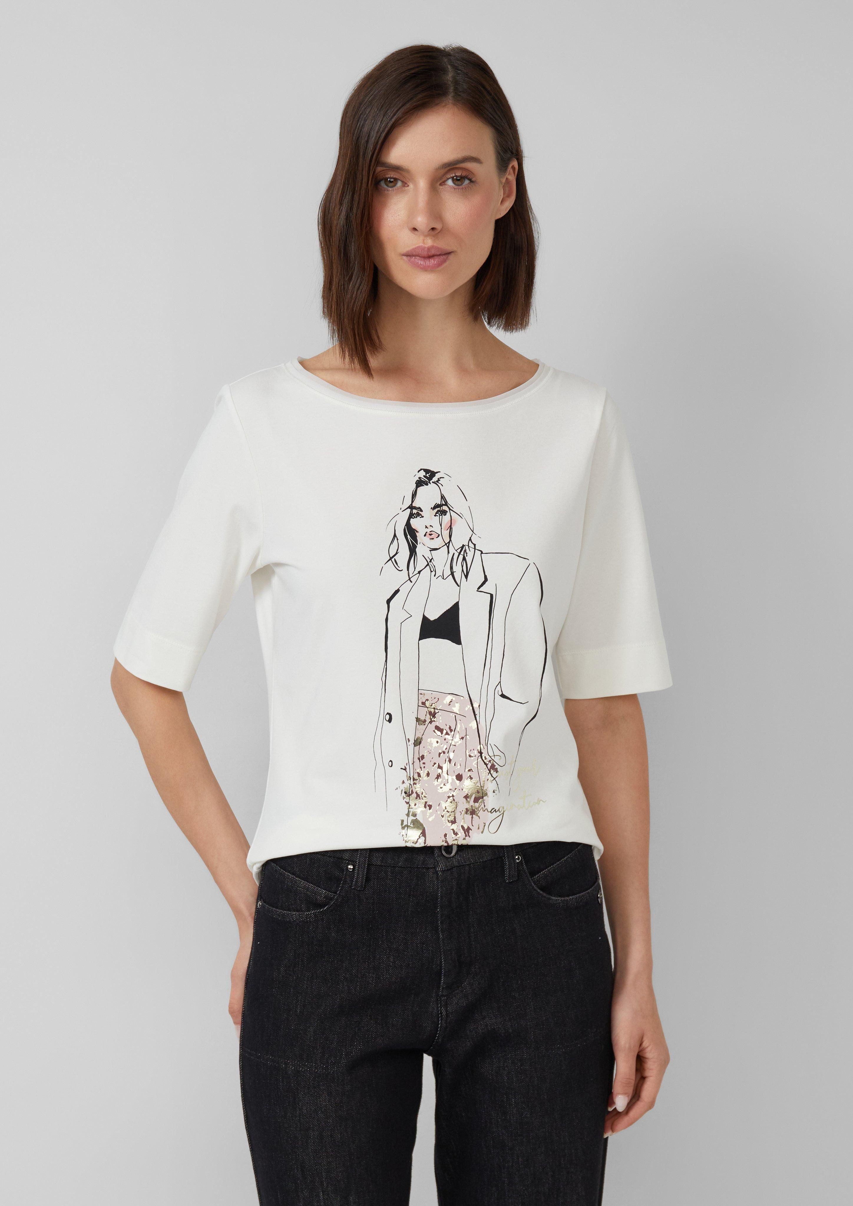 s.Oliver BLACK LABEL Kurzarmshirt Jersey-Shirt mit günstig online kaufen