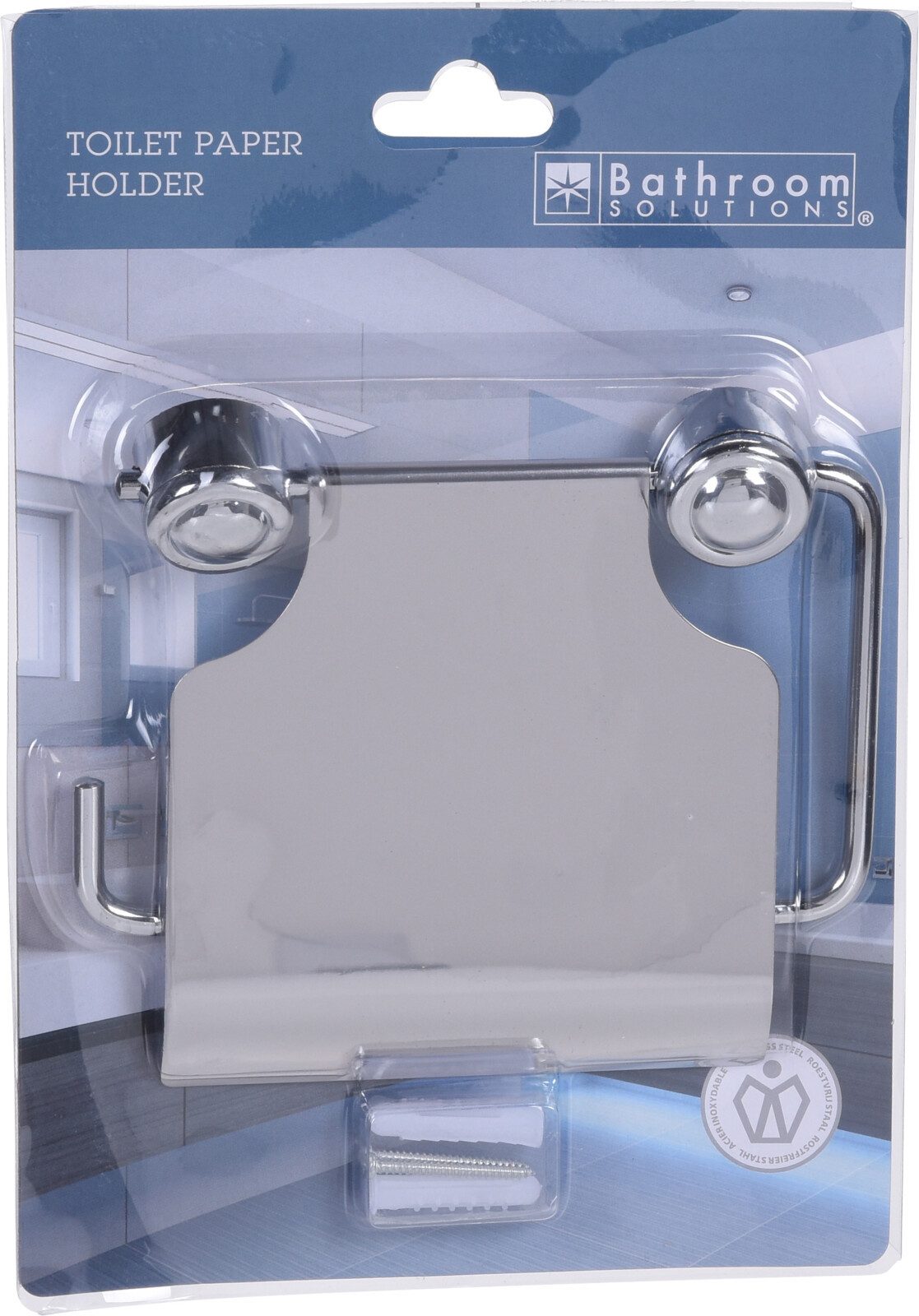 Koopman Toilettenpapierhalter Edelstahl WC-Papierhalter Silberfarbend (Stück, 1-St., Packung), Edelstahl, Silber, 14,5x13x5cm, 2 Befestigungen, Inkl. Schrauben – Bild 4 von 5