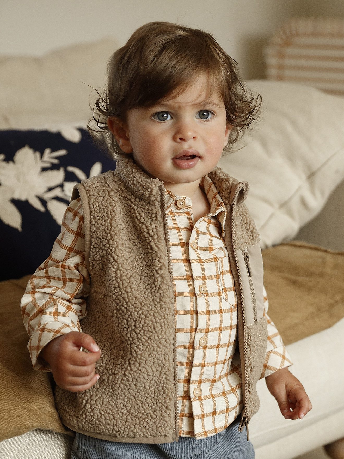 vertbaudet cardigan baby vest made of teddy fleece