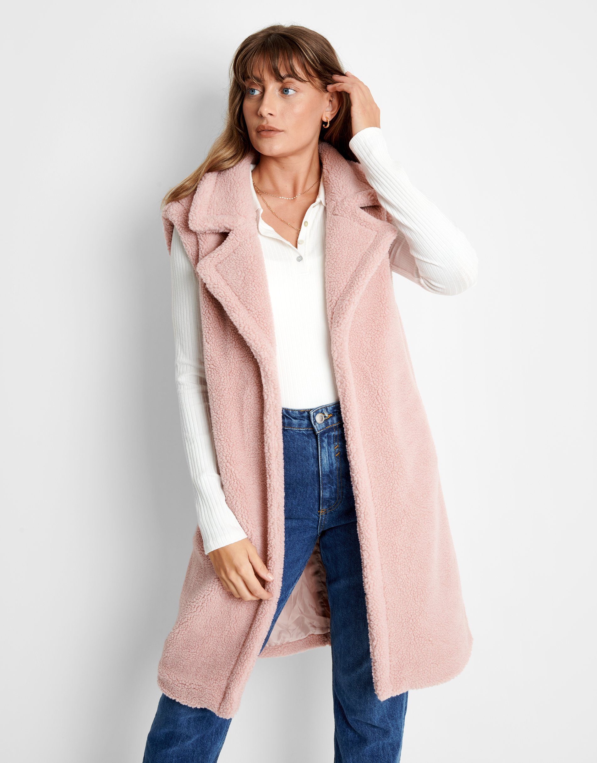 Threadbare Longweste Bella Borg Maxi Gillet Pink- rosa