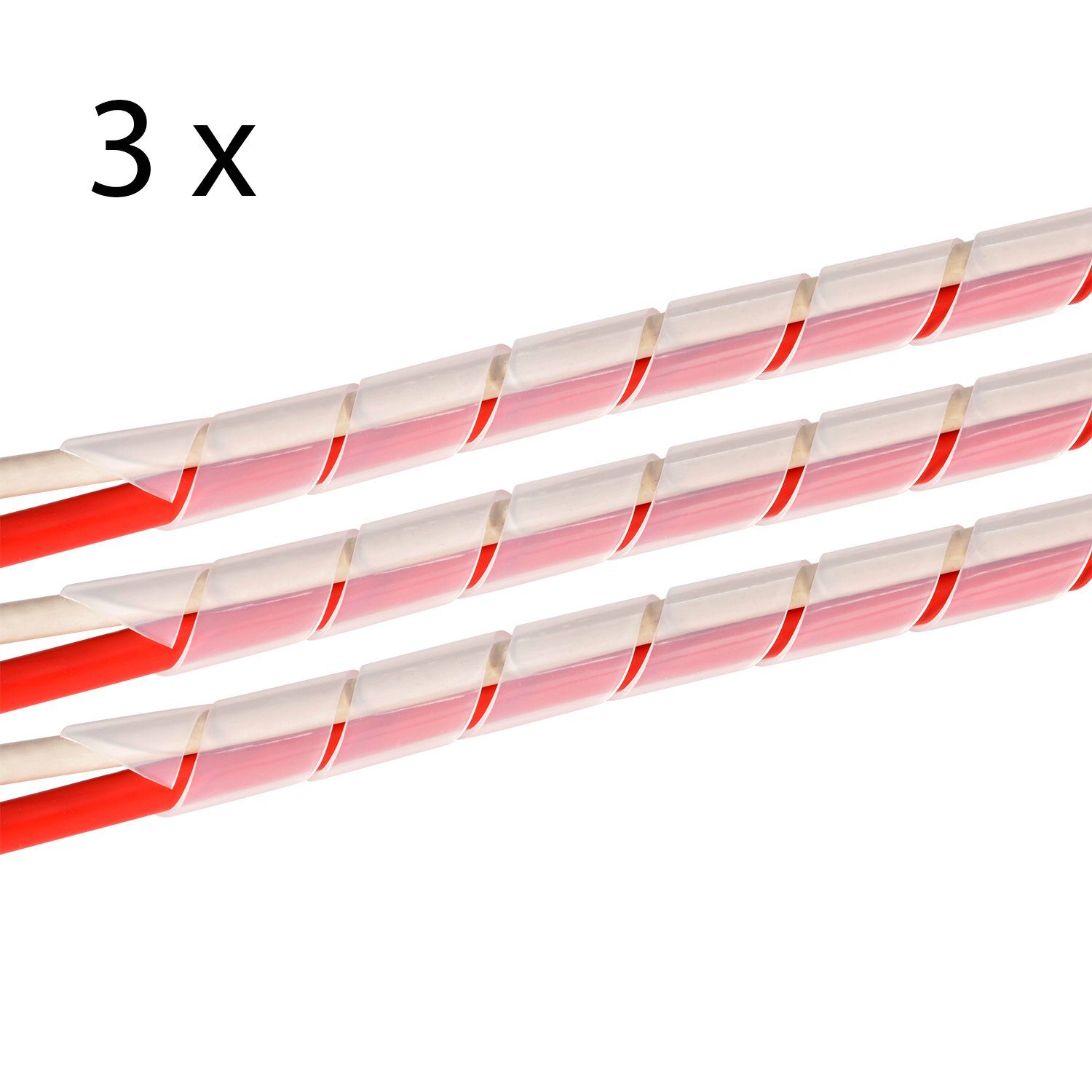 TPFNet Kabelkanal (3-St., Spiral-Kabelschlauch - Kabelorganizer - Kabelmanagementsystem), unterschiedliche Durchmesser und Farben - Zuschneidbar - 10m