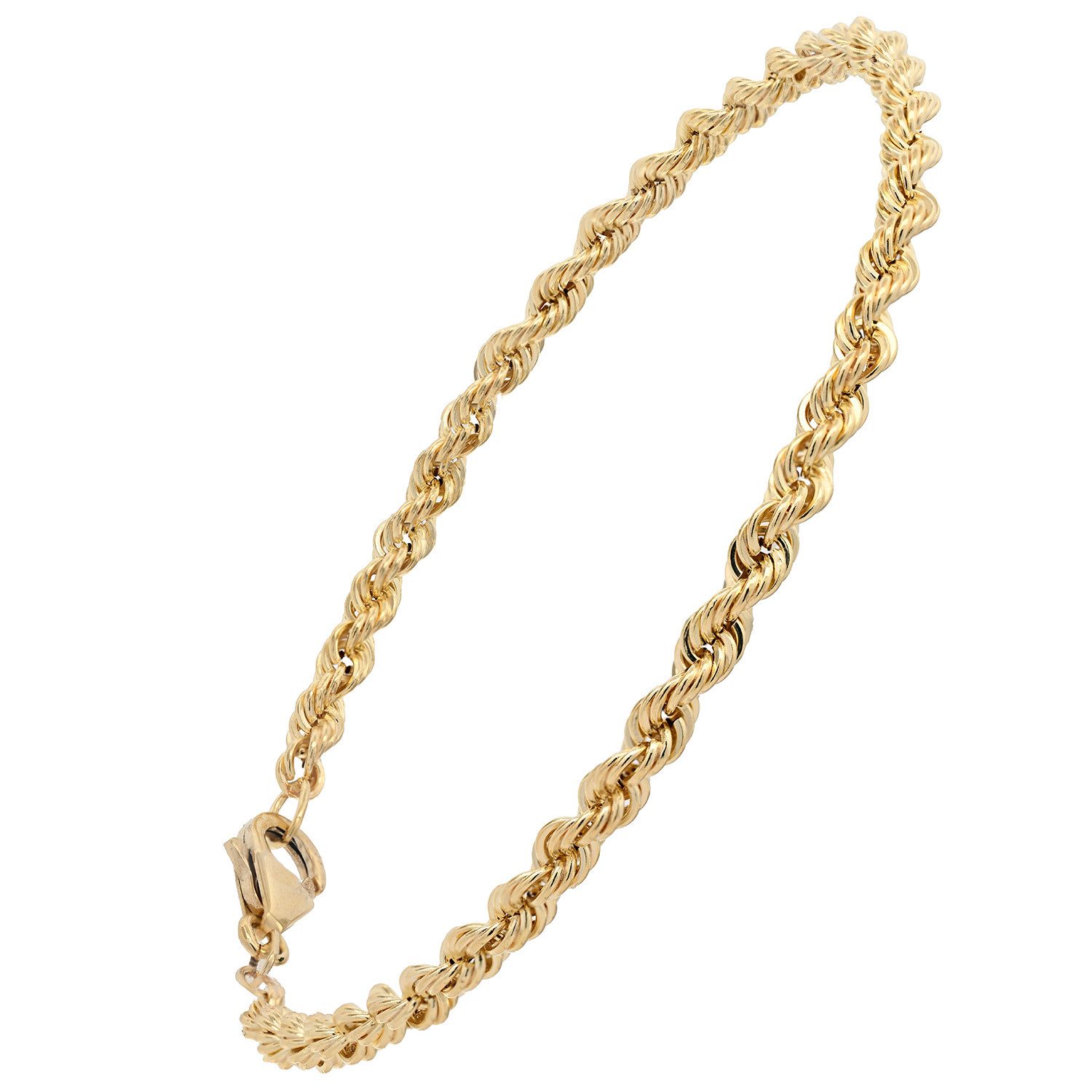 HOPLO Goldarmband Goldarmband Kordelkette hohl 4,5 mm Armkette 19cm - 585-14 Karat Gold, Made in Germany – Bild 2 von 5