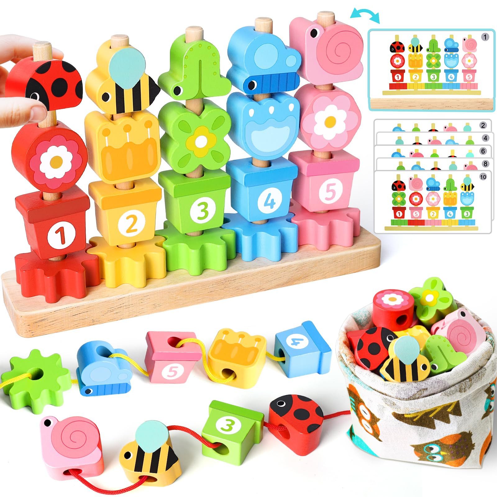 CLTYQ Lernspielzeug Montessori-Spielzeug Fädelspiel Bausteine Sortierspiel für Kinder, & Steckspiel Motorikspielzeug Lernspiele
