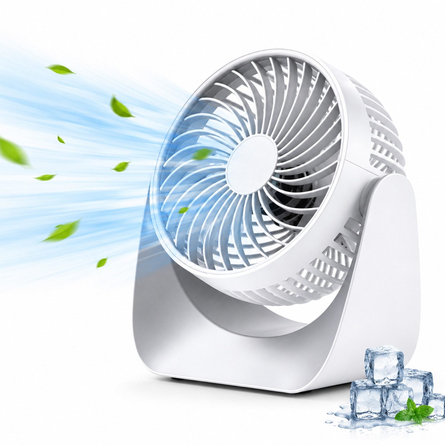 MOPUEA Tischturmventilator Tischventilator Akku Leise Mini Ventilator Weiss 3 Stufen USB, Tischventilator 3 Windstufen Standventilator Luftzirkulation