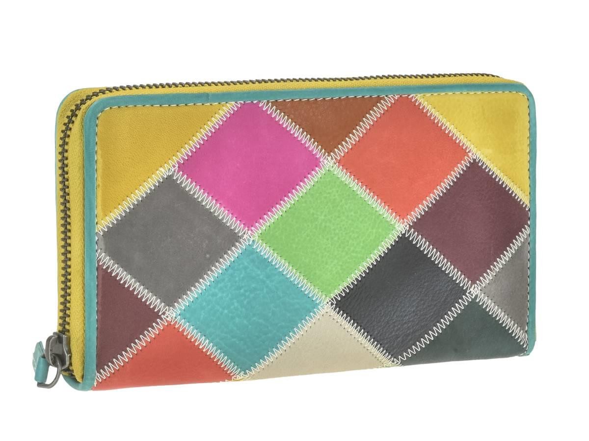 Greenburry Geldbörse "Candy Shop" Portemonnaie Damen Leder 18x10cm bunt, mit 12 Kartenfächern und Reißverschluss-Münzfach