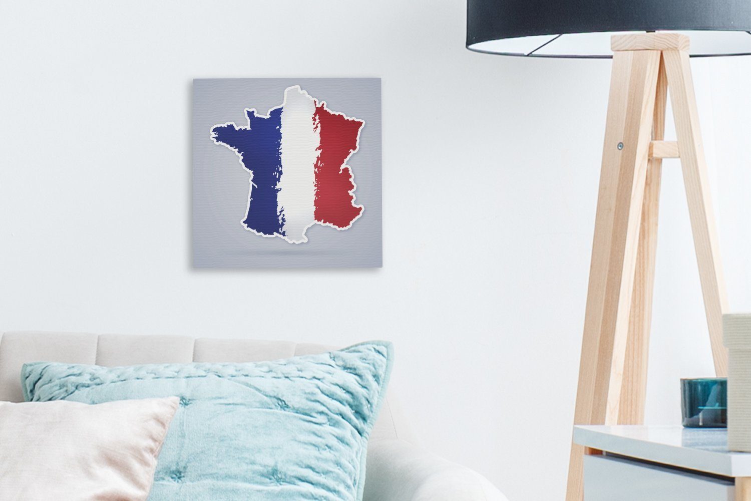 OneMillionCanvasses® Leinwandbild Eine von Illustration Schlafzimmer (1 der St), Leinwand Flagge, Bilder Wohnzimmer den Farben Frankreich für in