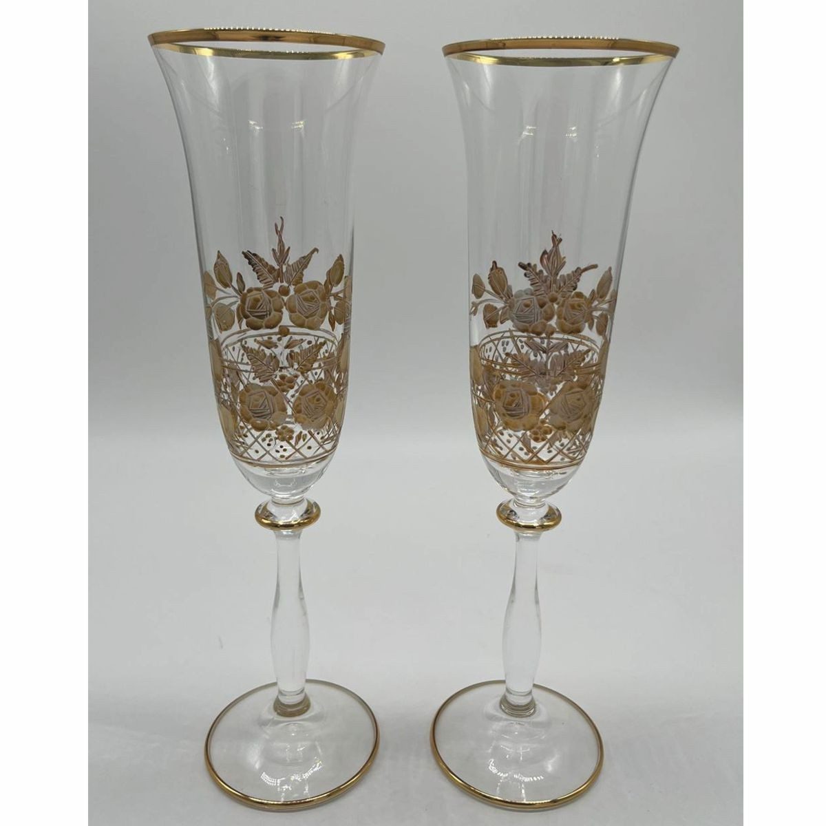 Champagnerglas Casa Padrino Luxus Jugendstil Champagnerglas 2er Set Gold