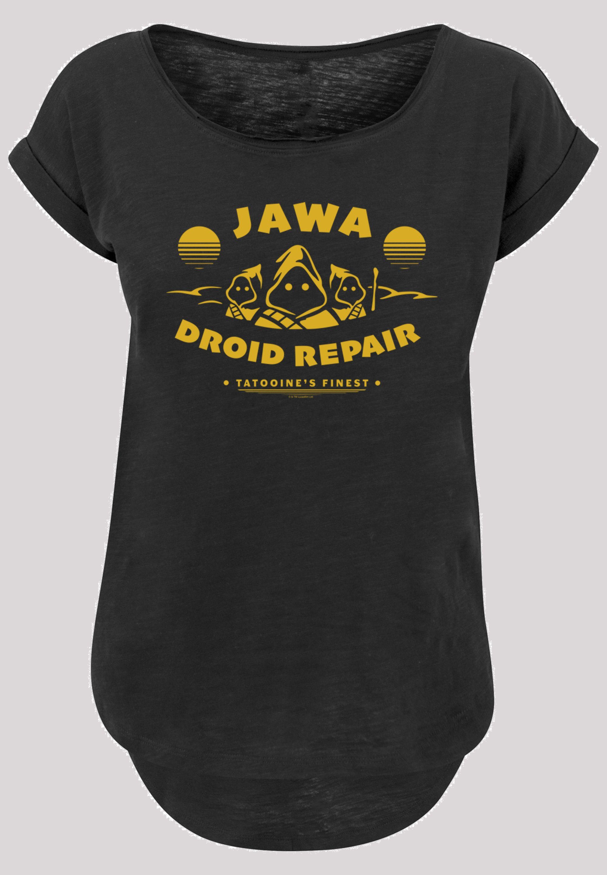 aus Kurzarmshirt (1-tlg), Baumwollmischung Star Wars Long with Jawa Droid Repair F4NT4STIC Damen Tee Ladies angenehmer Slub Stylisches T-Shirt