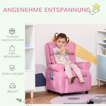 HOMCOM Sessel Kindercouch Kindersessel Stuhl Liegesofa verstellbar Rosa (Set, 1-St., Kindersofa), 58B x 53T x 70H cm